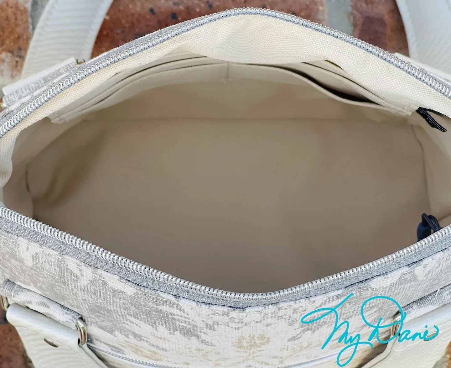 The Lola Classic Handbag in Grey Floral Canvas