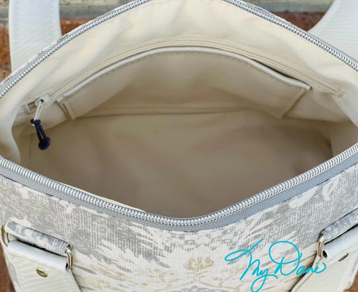 The Lola Classic Handbag in Grey Floral Canvas