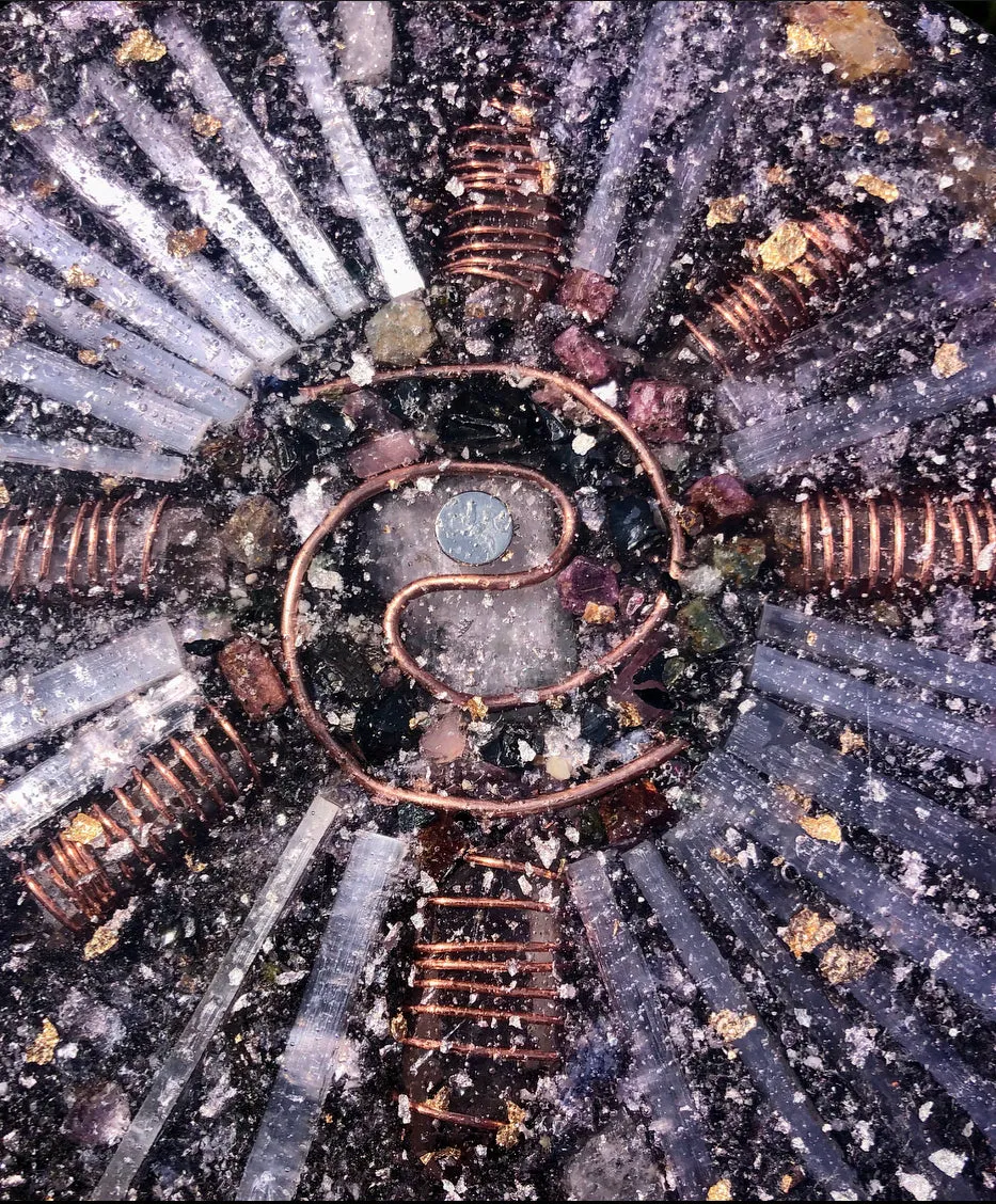The "Medicine Wheel" Charging Plate- 6 lbs, for food, water, plants, crystals, electronics, summoning rain, etc.