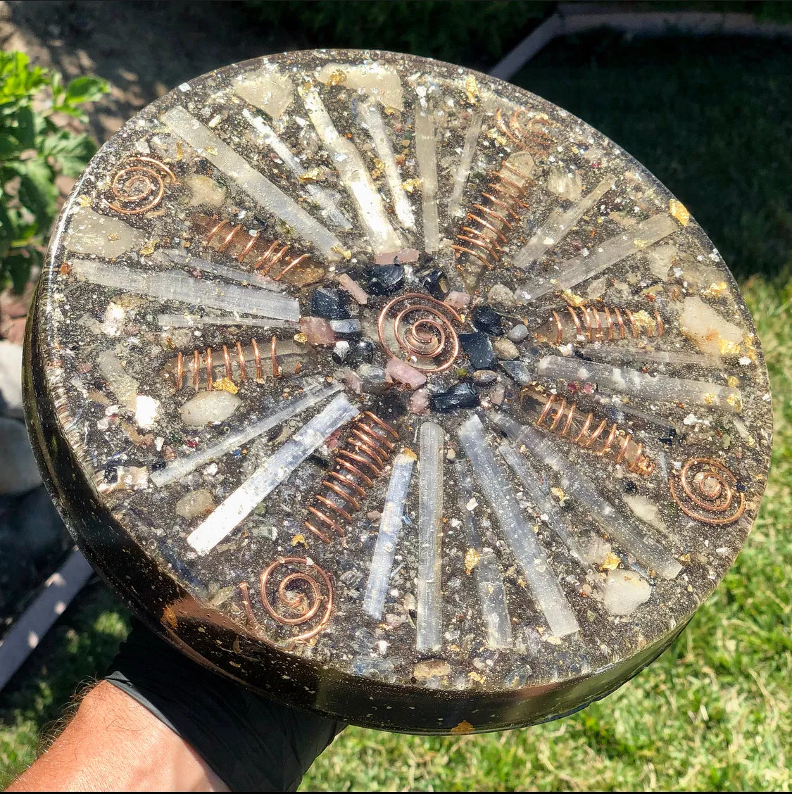The "Medicine Wheel" Charging Plate- 6 lbs, for food, water, plants, crystals, electronics, summoning rain, etc.