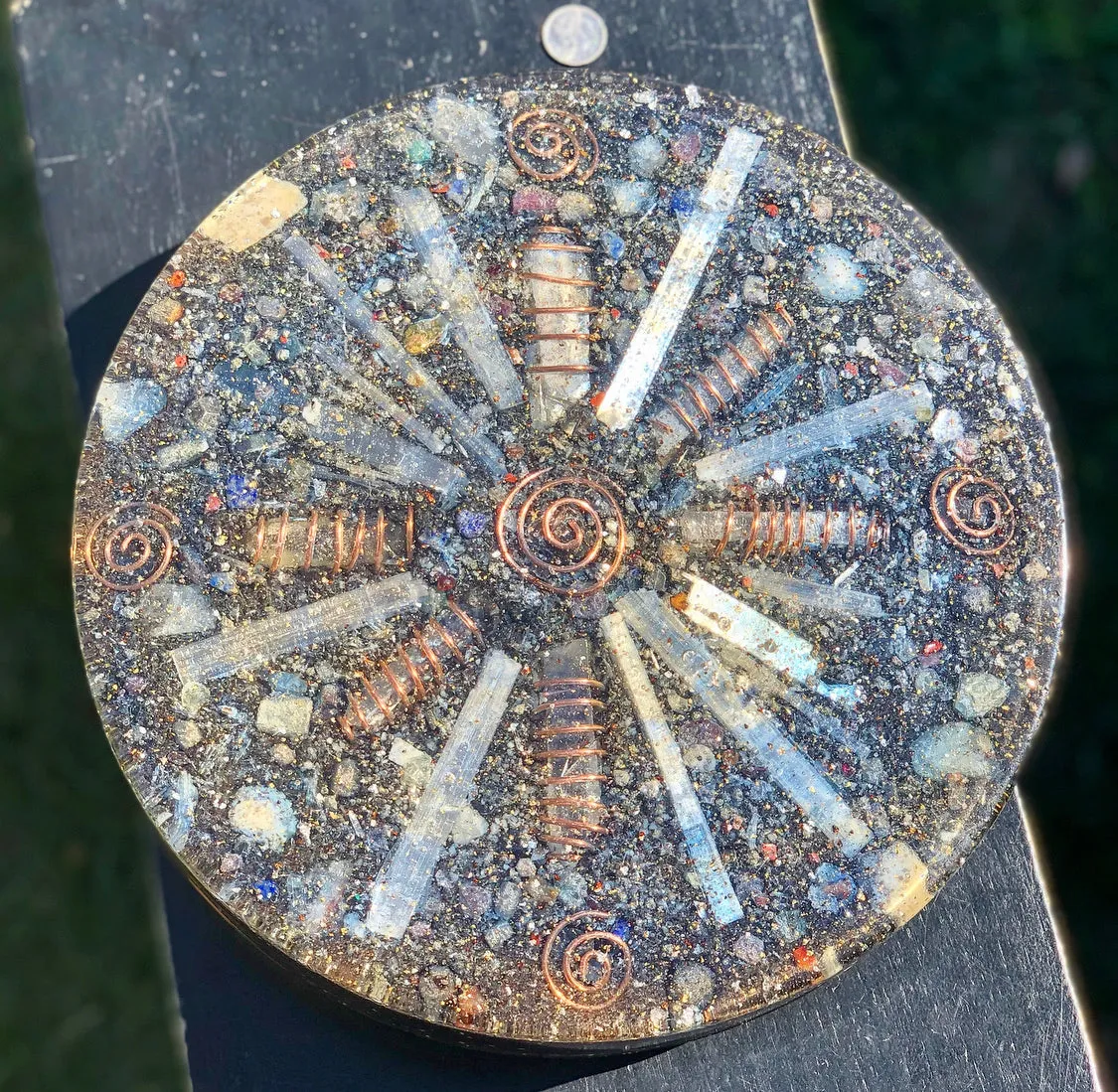 The "Medicine Wheel" Charging Plate- 6 lbs, for food, water, plants, crystals, electronics, summoning rain, etc.