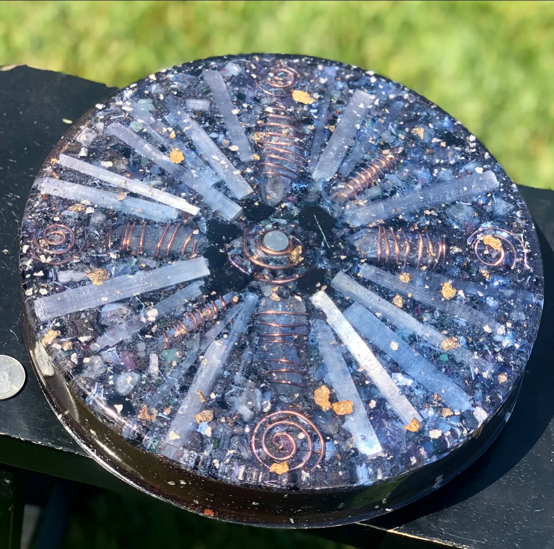 The "Medicine Wheel" Charging Plate- 6 lbs, for food, water, plants, crystals, electronics, summoning rain, etc.