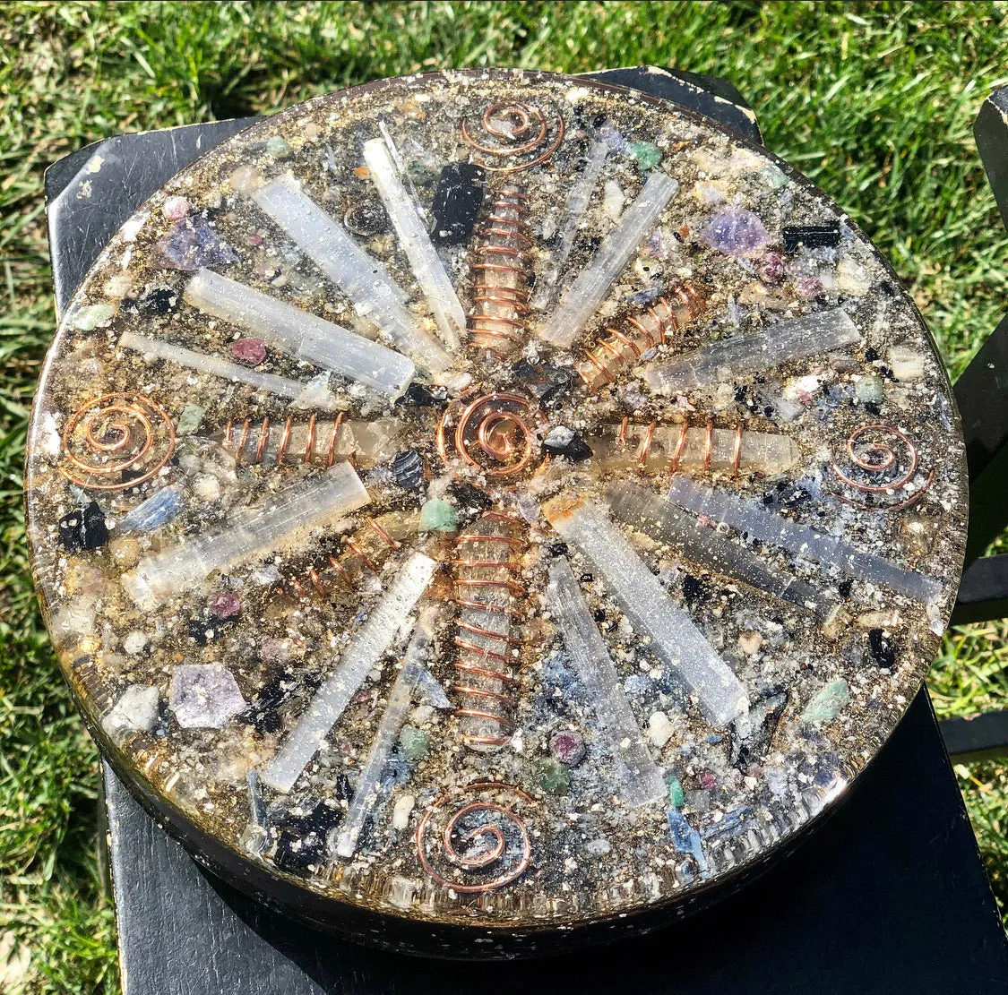 The "Medicine Wheel" Charging Plate- 6 lbs, for food, water, plants, crystals, electronics, summoning rain, etc.