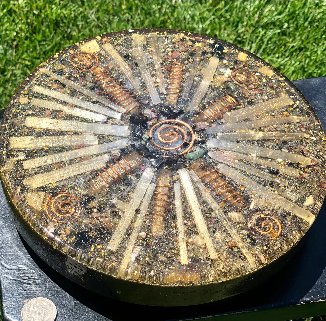 The "Medicine Wheel" Charging Plate- 6 lbs, for food, water, plants, crystals, electronics, summoning rain, etc.