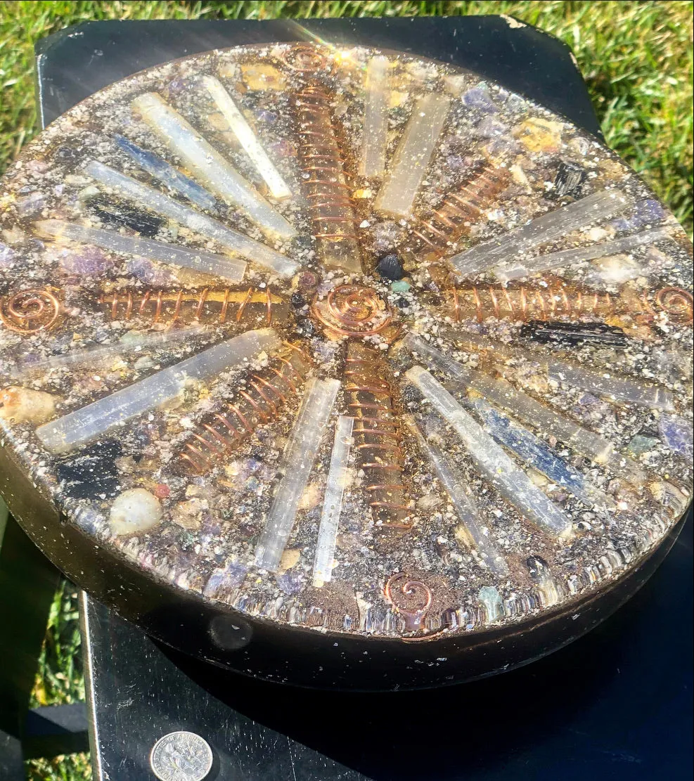 The "Medicine Wheel" Charging Plate- 6 lbs, for food, water, plants, crystals, electronics, summoning rain, etc.