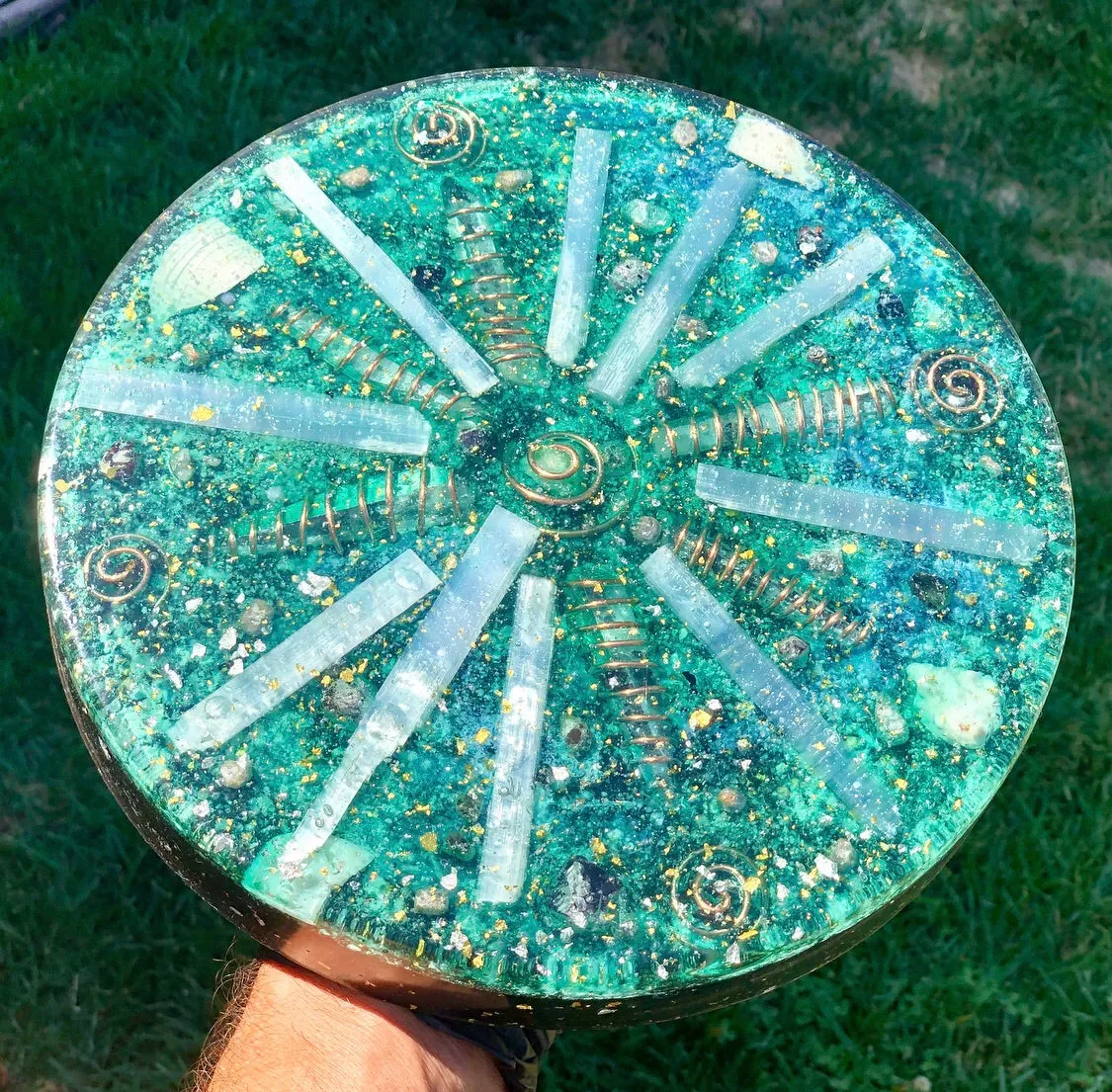 The "Medicine Wheel" Charging Plate- 6 lbs, for food, water, plants, crystals, electronics, summoning rain, etc.