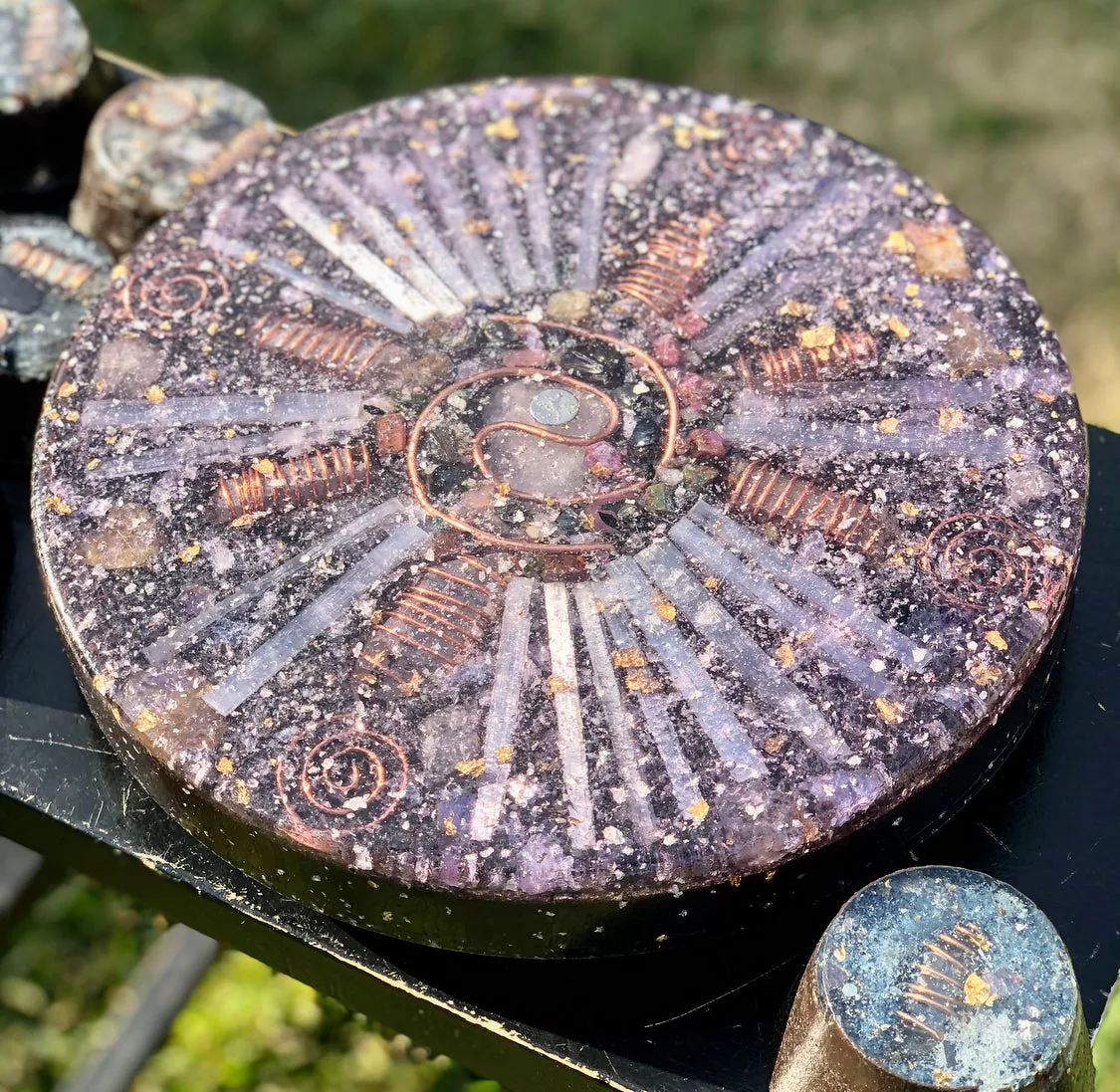 The "Medicine Wheel" Charging Plate- 6 lbs, for food, water, plants, crystals, electronics, summoning rain, etc.
