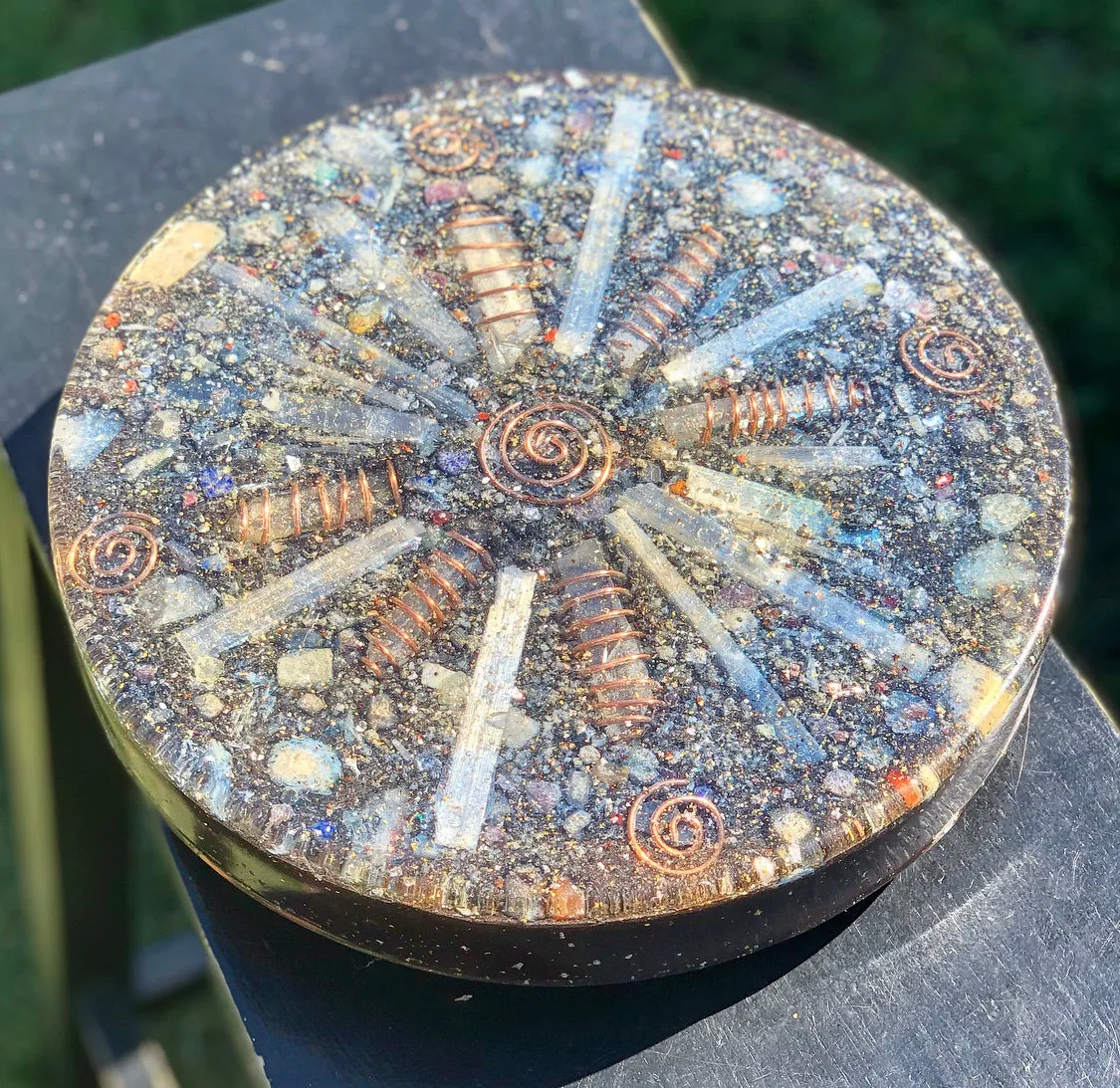The "Medicine Wheel" Charging Plate- 6 lbs, for food, water, plants, crystals, electronics, summoning rain, etc.