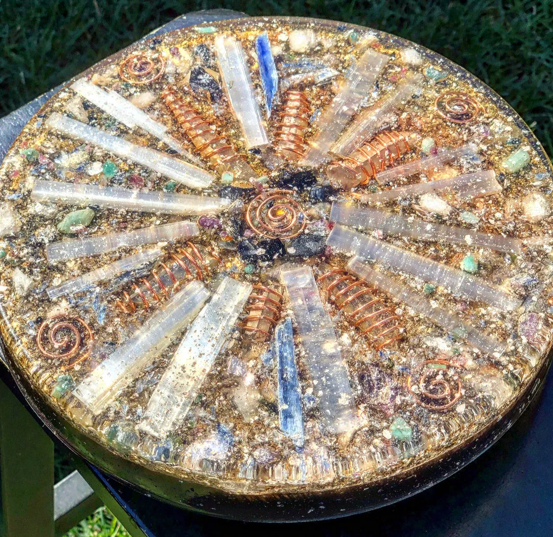 The "Medicine Wheel" Charging Plate- 6 lbs, for food, water, plants, crystals, electronics, summoning rain, etc.