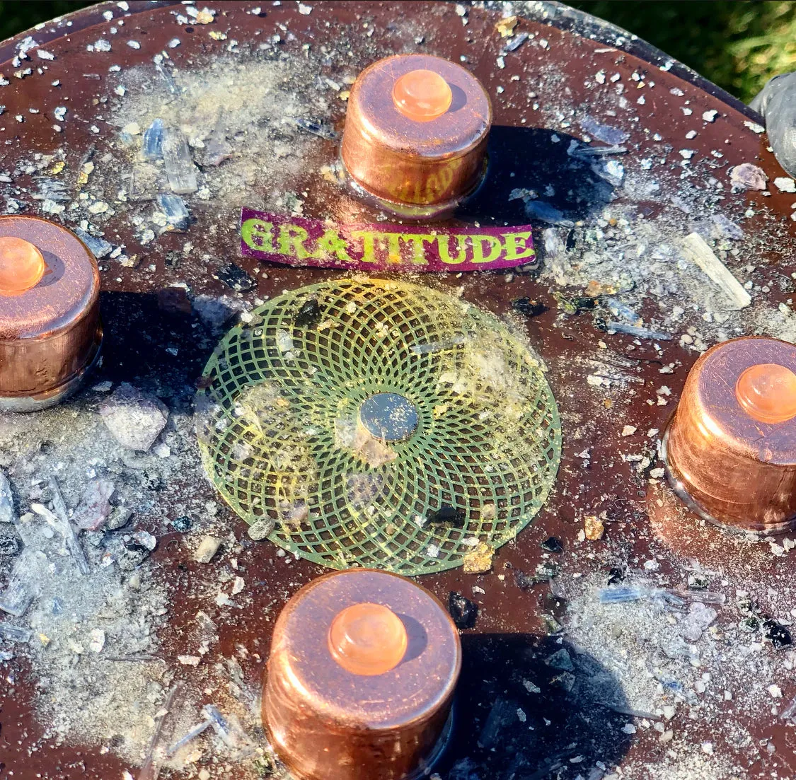 The "Medicine Wheel" Charging Plate- 6 lbs, for food, water, plants, crystals, electronics, summoning rain, etc.