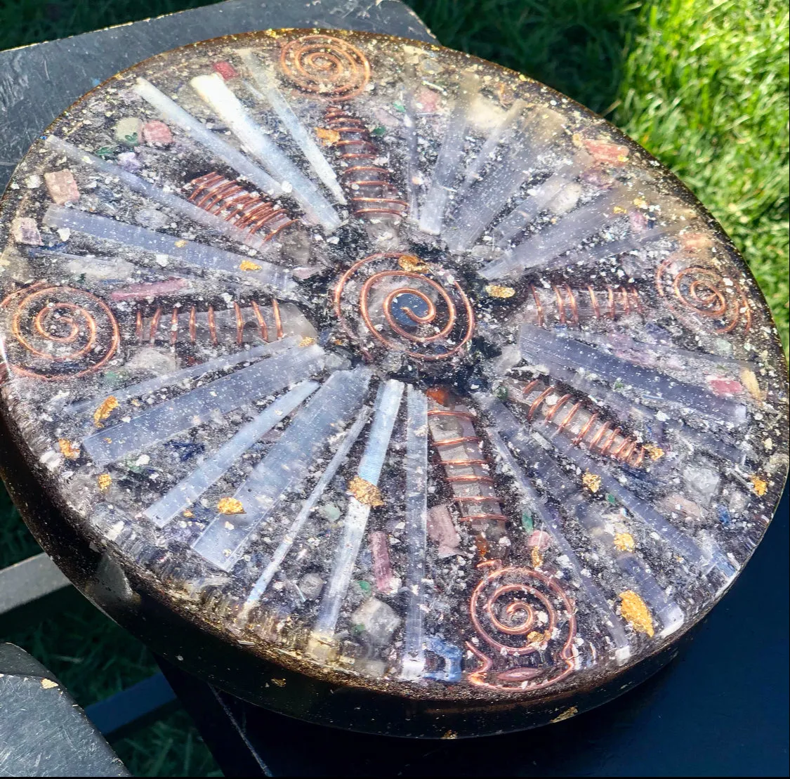 The "Medicine Wheel" Charging Plate- 6 lbs, for food, water, plants, crystals, electronics, summoning rain, etc.