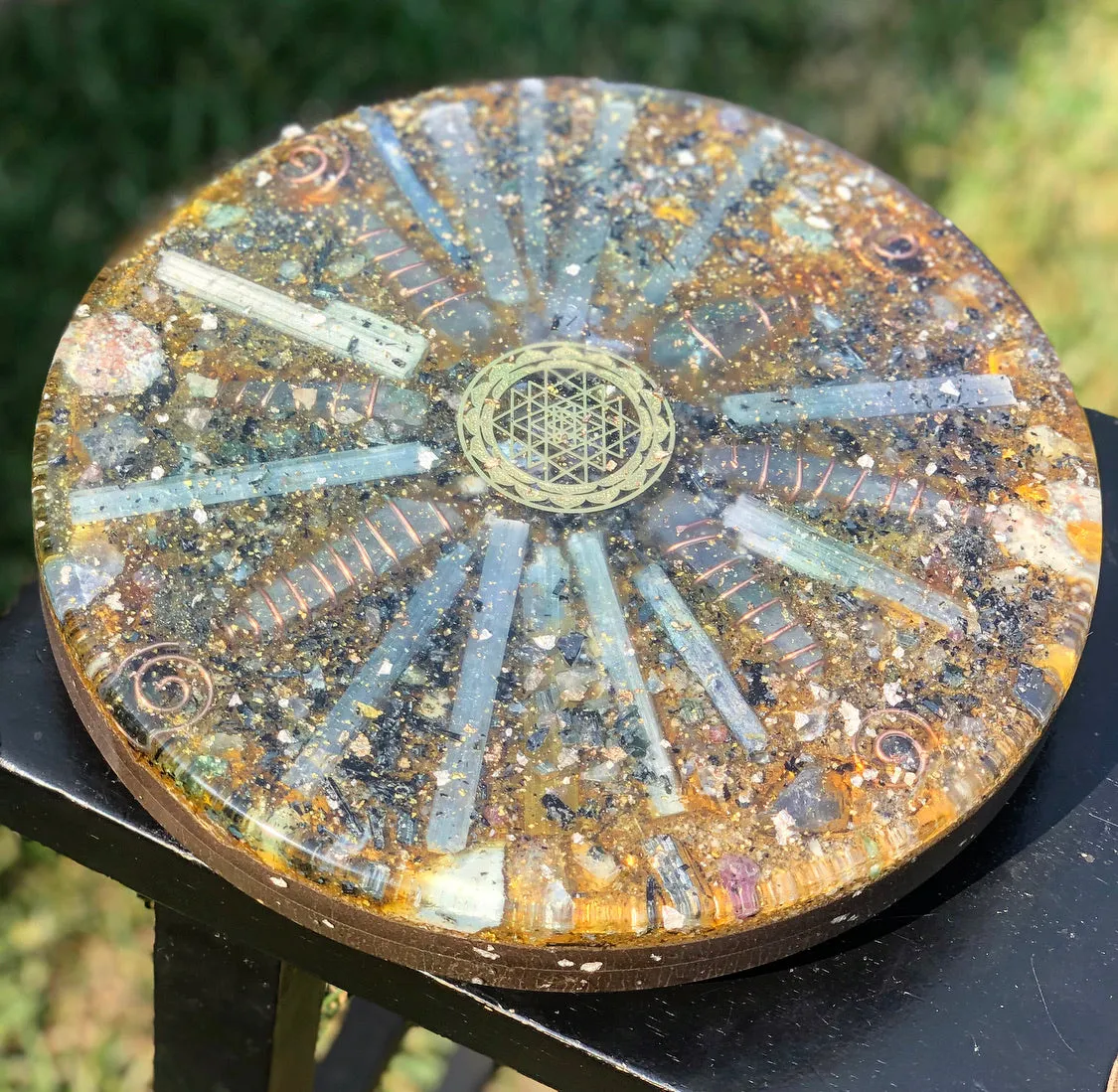 The "Medicine Wheel" Charging Plate- 6 lbs, for food, water, plants, crystals, electronics, summoning rain, etc.