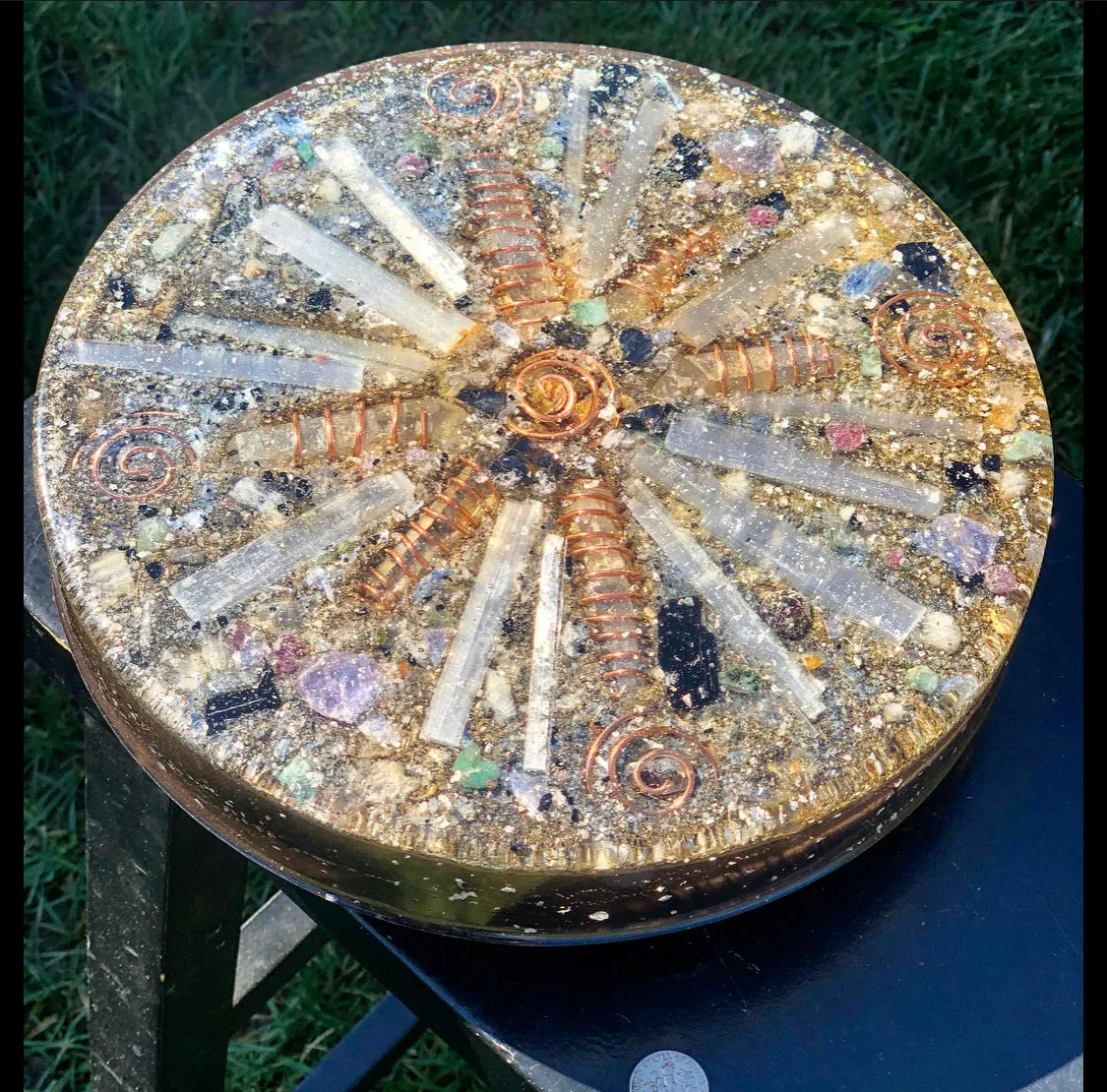 The "Medicine Wheel" Charging Plate- 6 lbs, for food, water, plants, crystals, electronics, summoning rain, etc.
