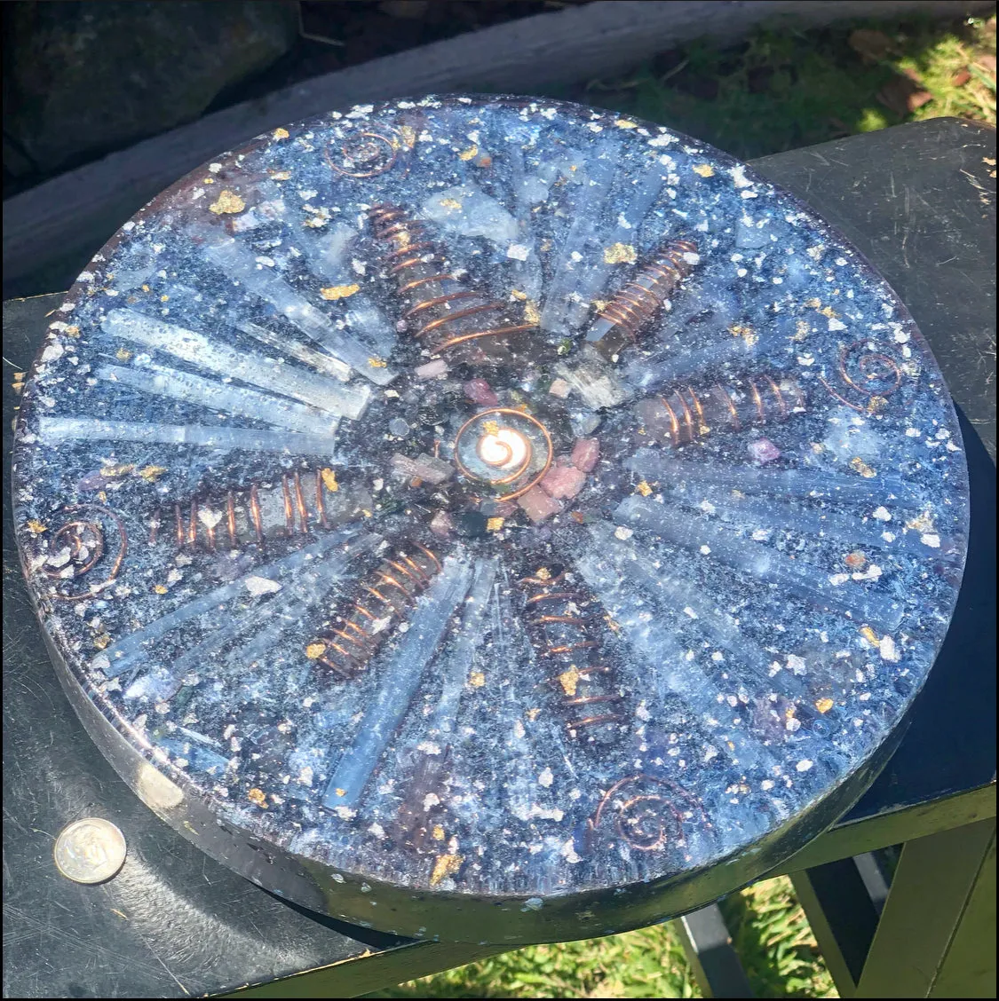 The "Medicine Wheel" Charging Plate- 6 lbs, for food, water, plants, crystals, electronics, summoning rain, etc.