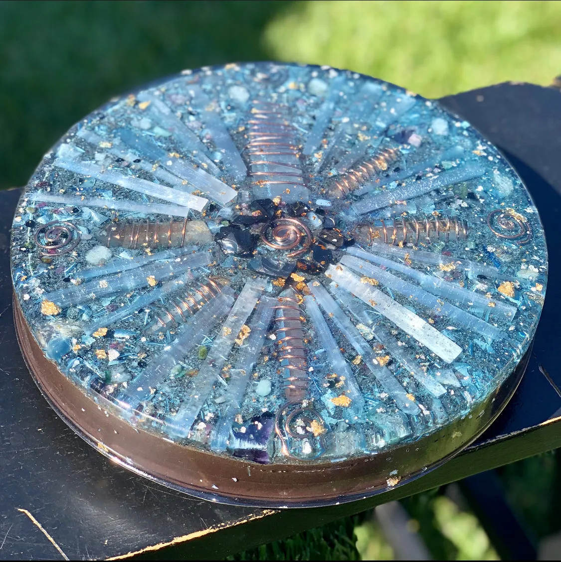 The "Medicine Wheel" Charging Plate- 6 lbs, for food, water, plants, crystals, electronics, summoning rain, etc.