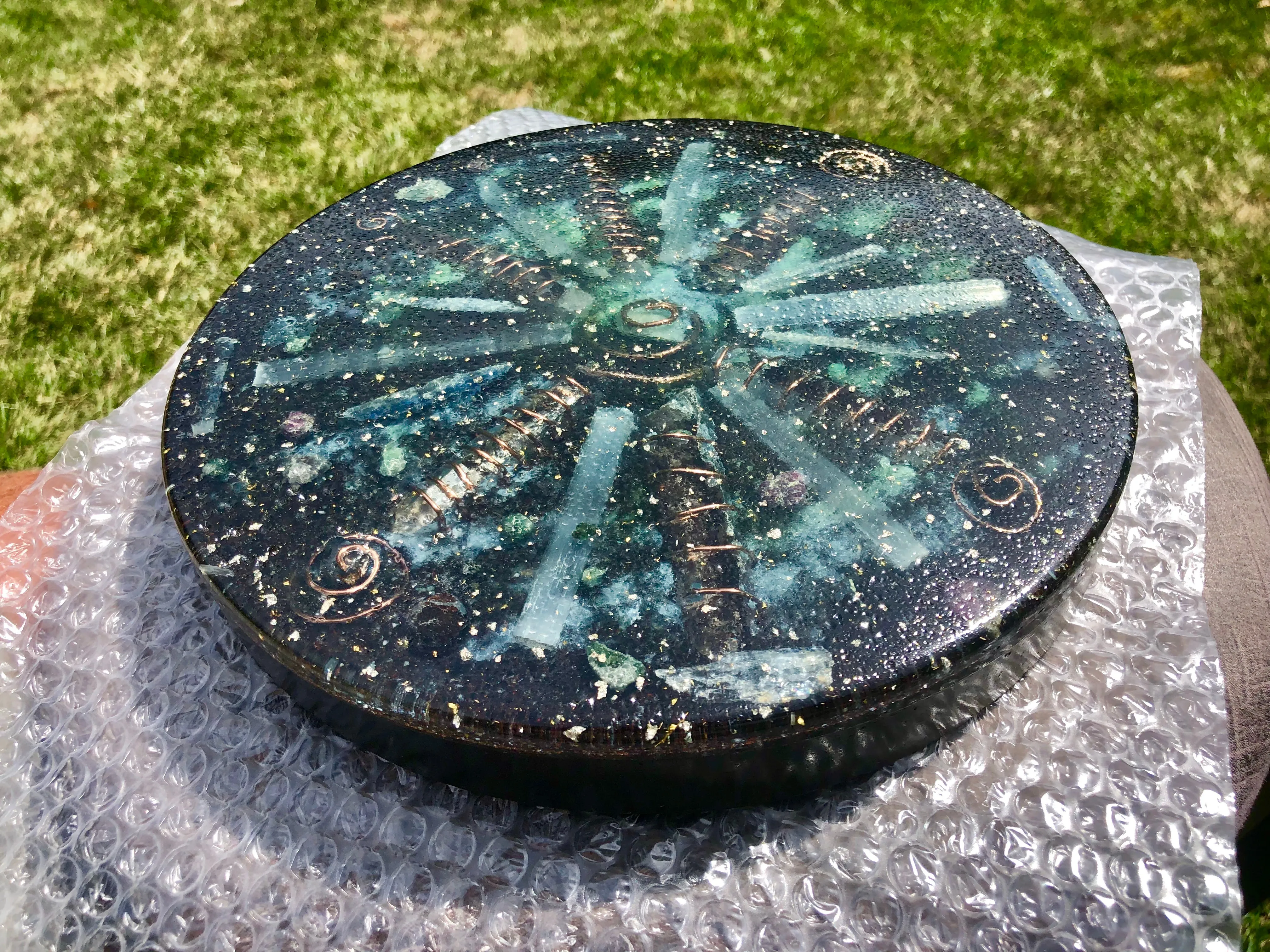 The "Medicine Wheel" Charging Plate- 6 lbs, for food, water, plants, crystals, electronics, summoning rain, etc.