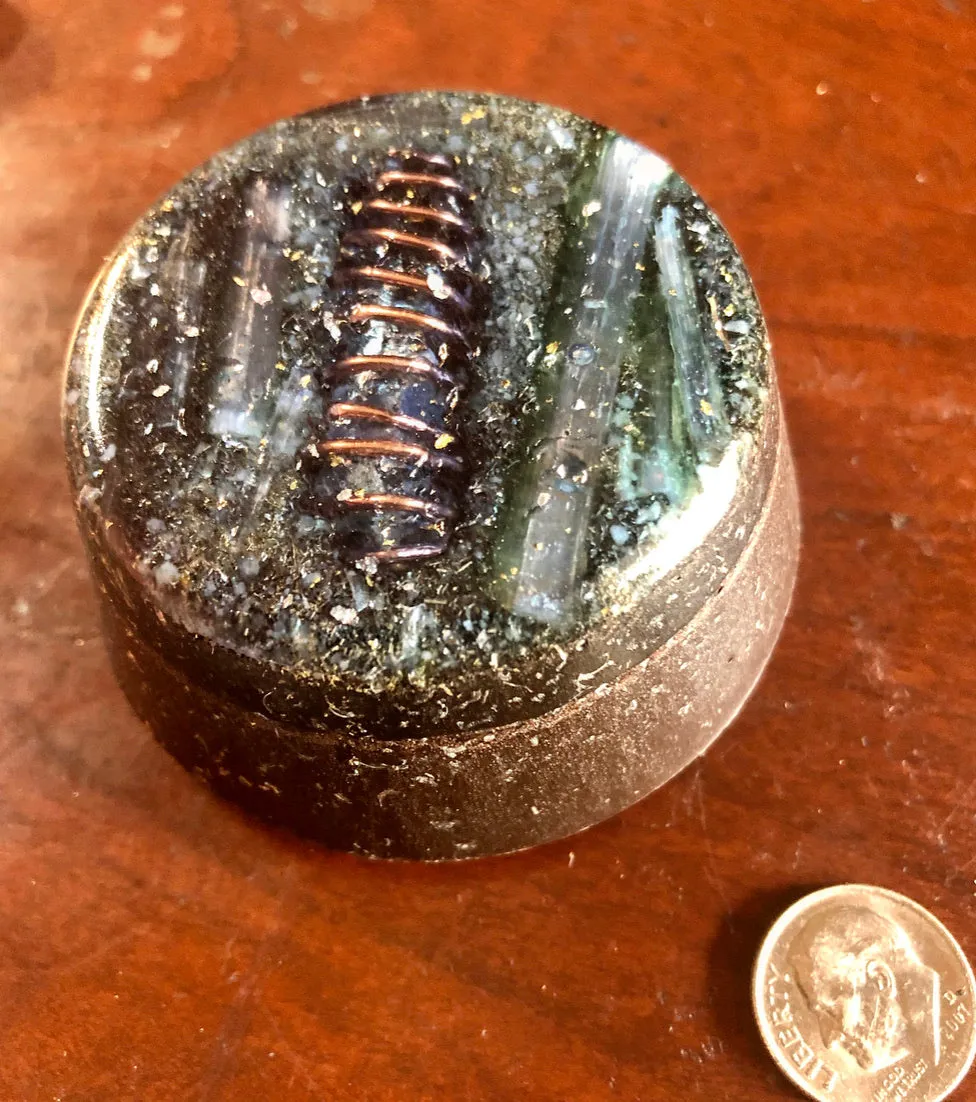 The "Selenite/Quartz Towerbuster" - Laser Quartz, Blue Kyanite, Tourmaline, Selenite, Quartz Sand   MMSSO matrix