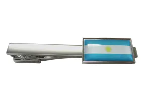 Thin Bordered Argentina Flag Square Tie Clip