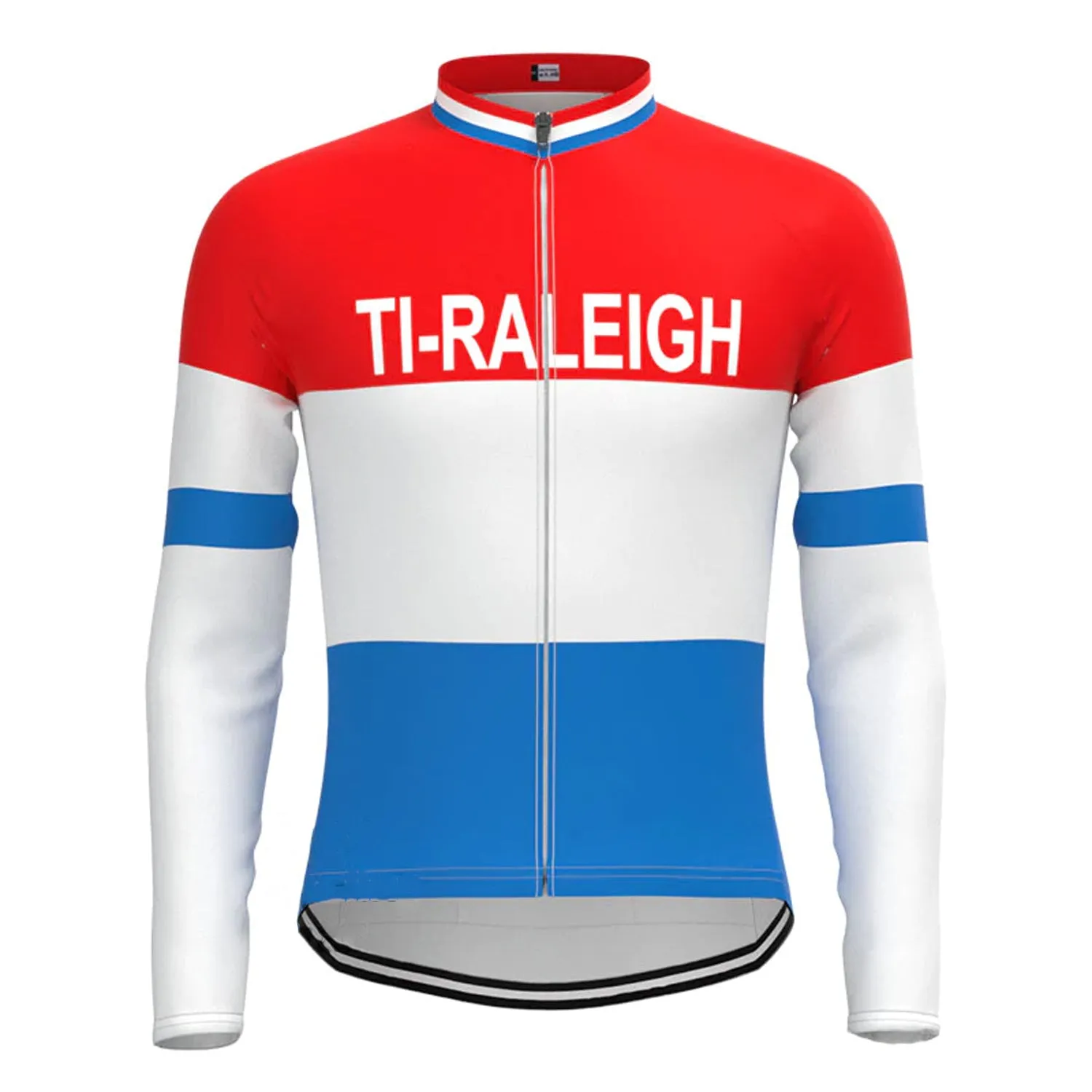 TI Raleigh Red Blue Vintage Long Sleeve Cycling Jersey Top