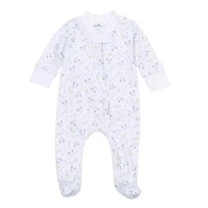 Tiny Tee Time Zip Footie || Light Blue
