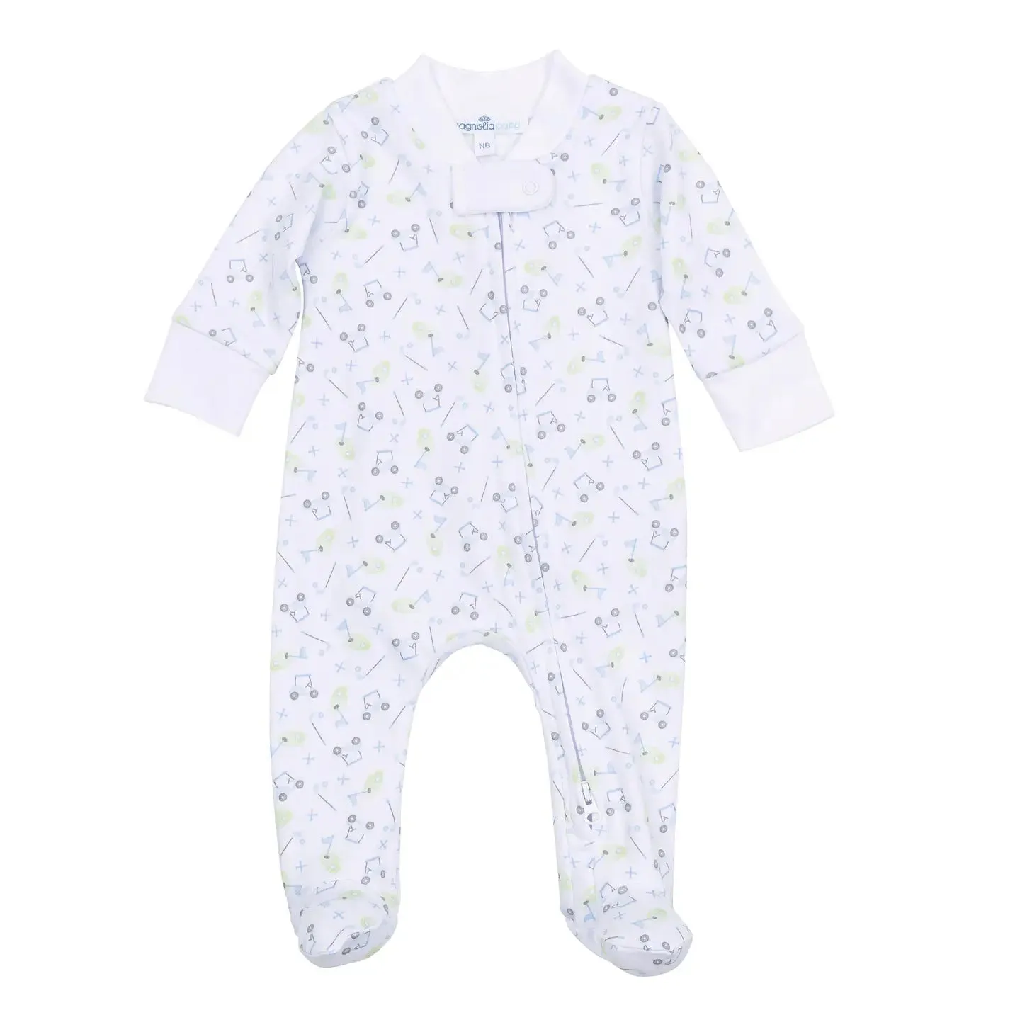 Tiny Tee Time Zip Footie || Light Blue