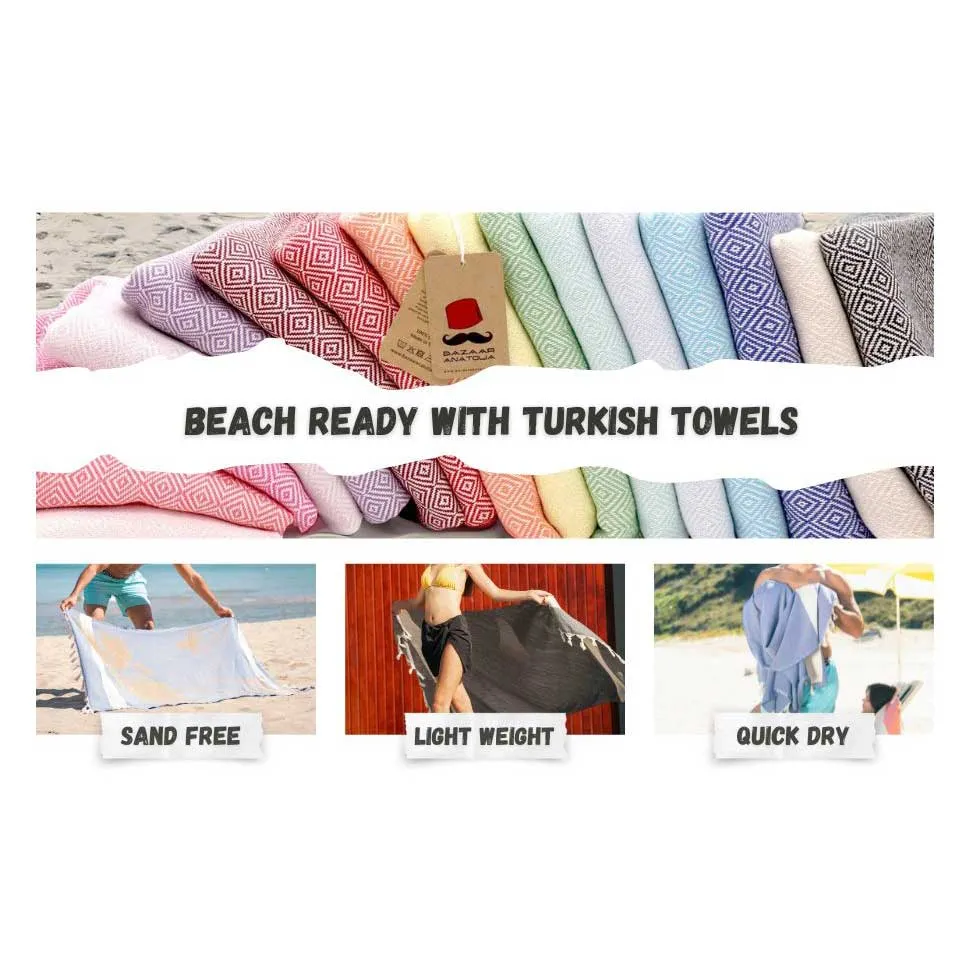 Turkish Beach Towel, Diamond Turkish Towels - Lilac