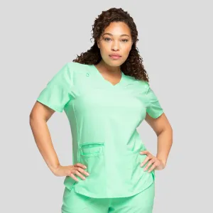 V-Neck Top With Badge Loop | Aqua Mint