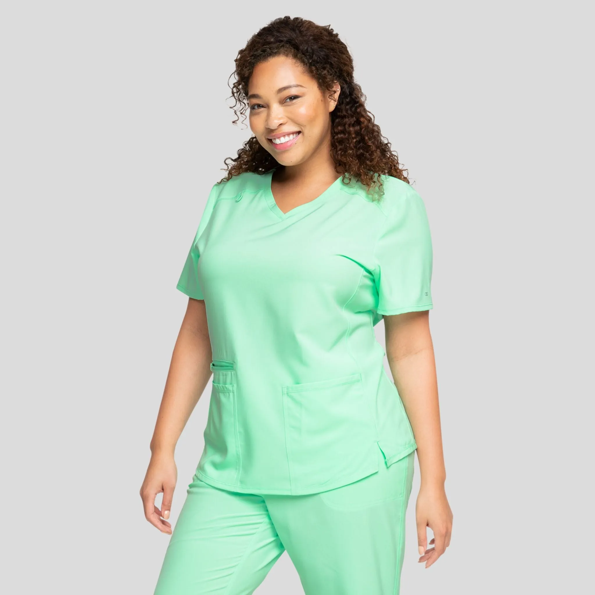 V-Neck Top With Badge Loop | Aqua Mint