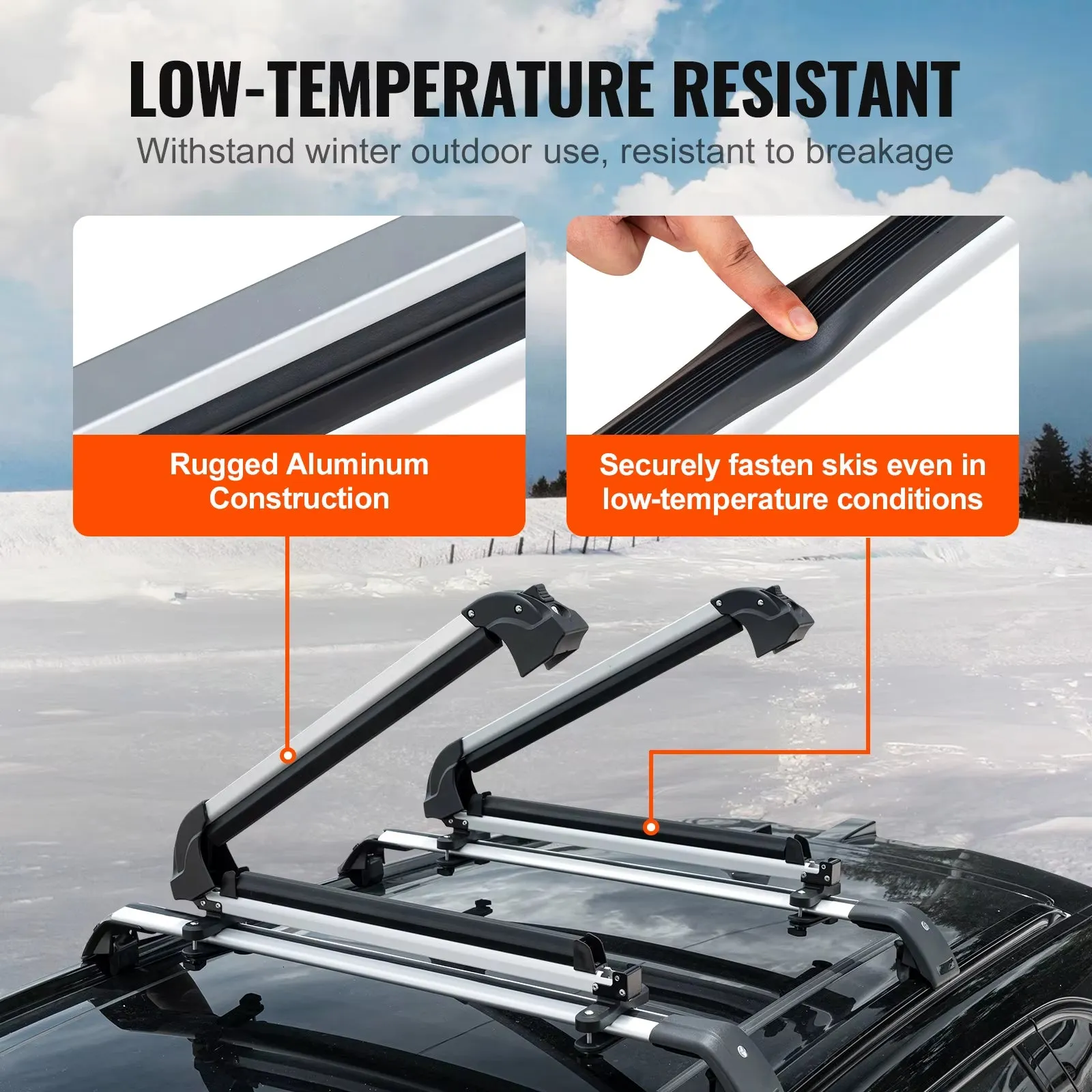 VEVOR Ski and Snowboard Roof Rack 31.7-Inch Universal Ski Rack for Car Roof Fit Most Crossbars Carry up to 6 Pairs of Snowboards