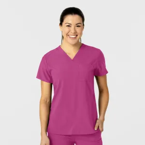 W123 6045 Flex-n-Reach V-Neck Scrub Top Raspberry