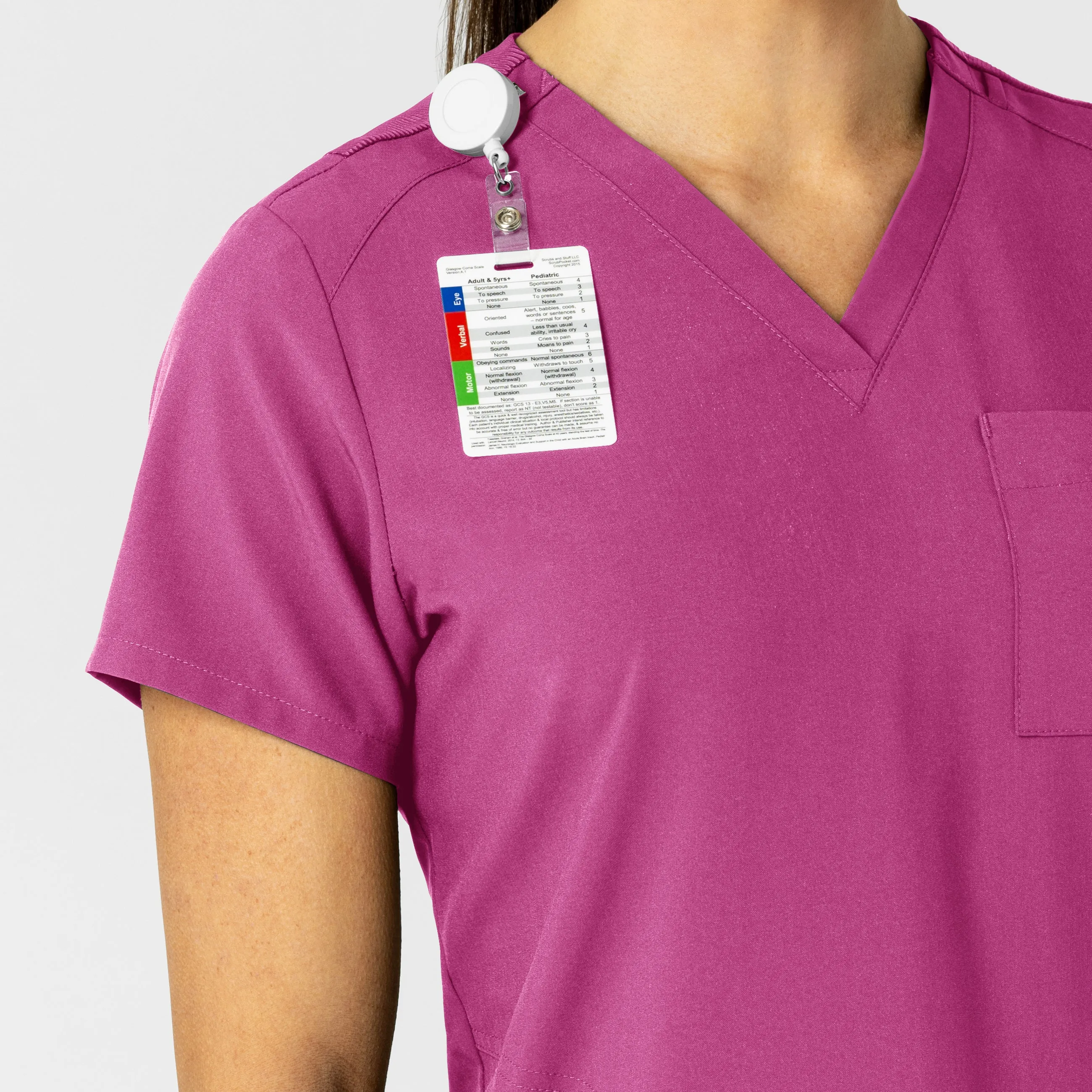 W123 6045 Flex-n-Reach V-Neck Scrub Top Raspberry