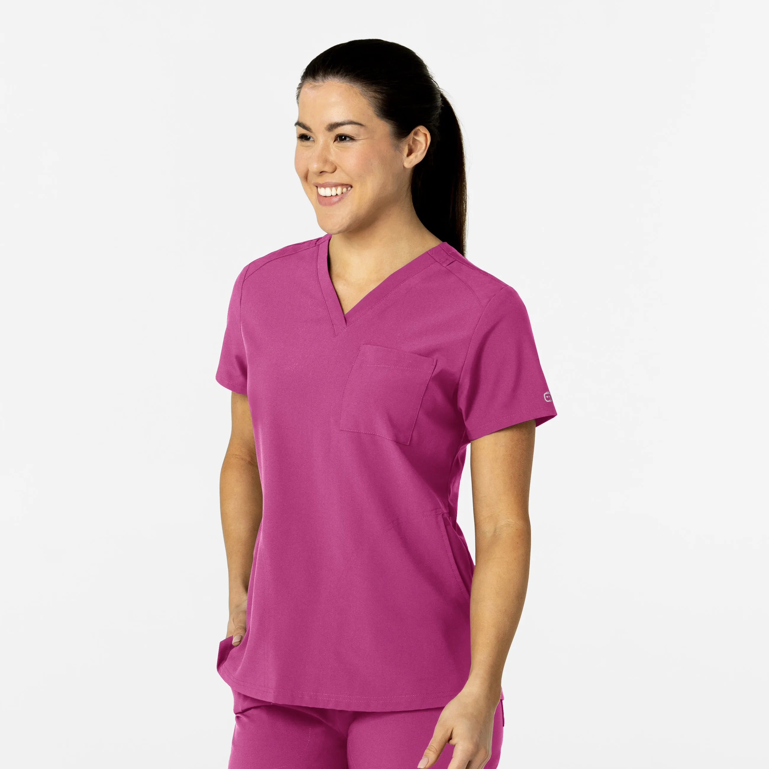 W123 6045 Flex-n-Reach V-Neck Scrub Top Raspberry