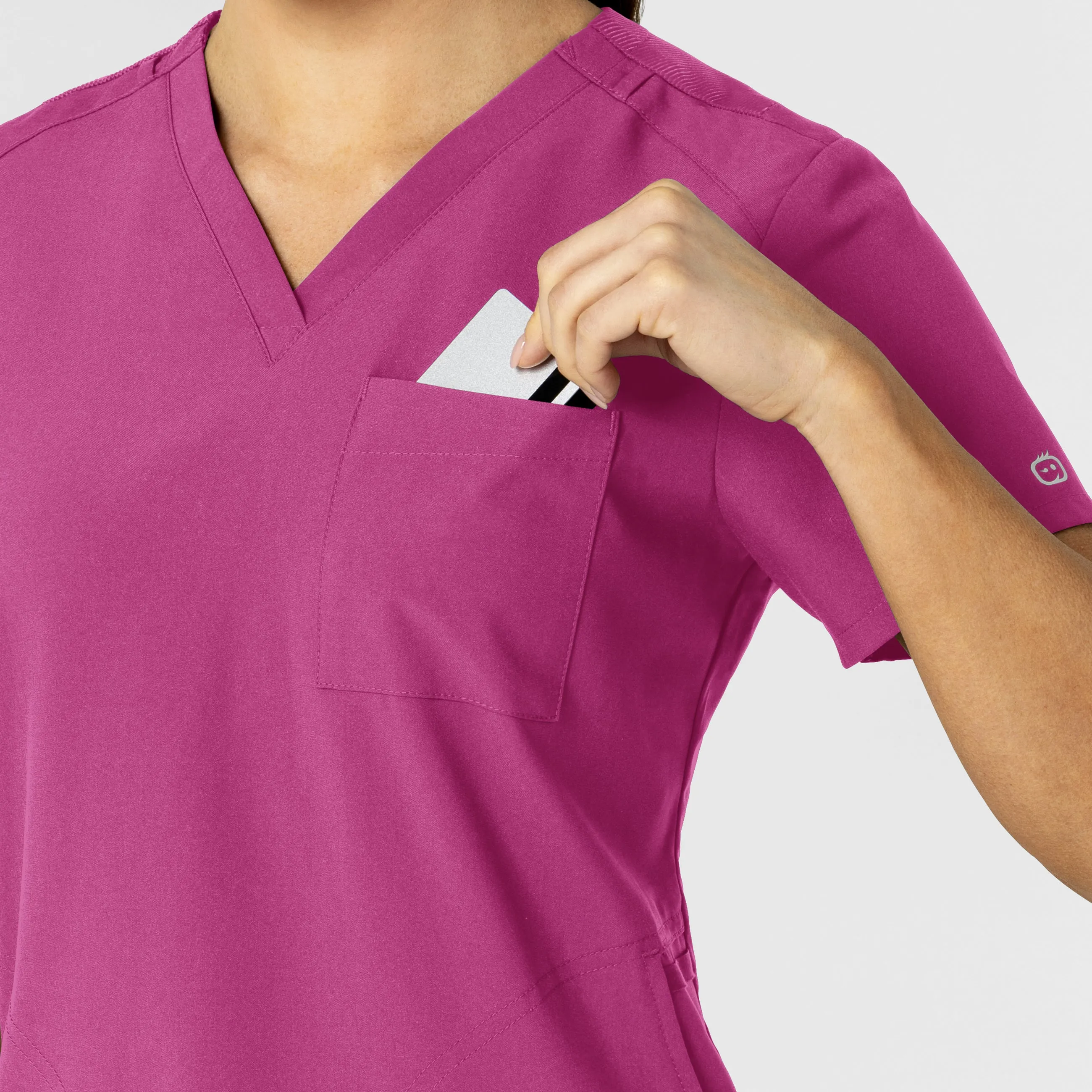 W123 6045 Flex-n-Reach V-Neck Scrub Top Raspberry
