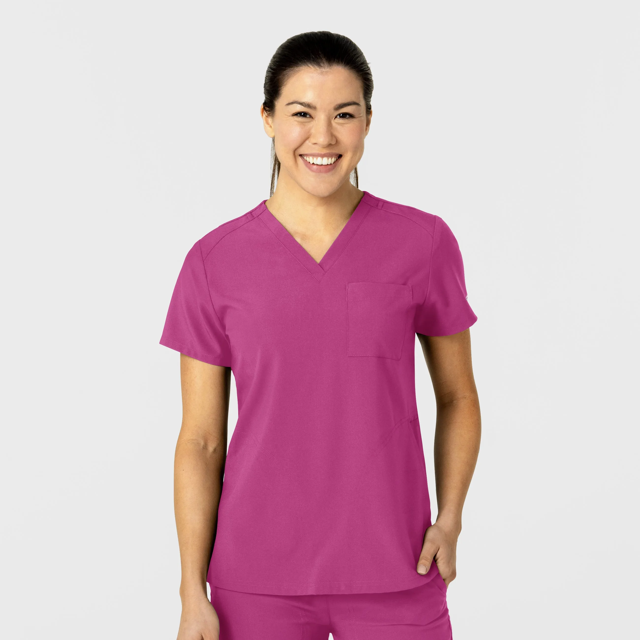 W123 6045 Flex-n-Reach V-Neck Scrub Top Raspberry
