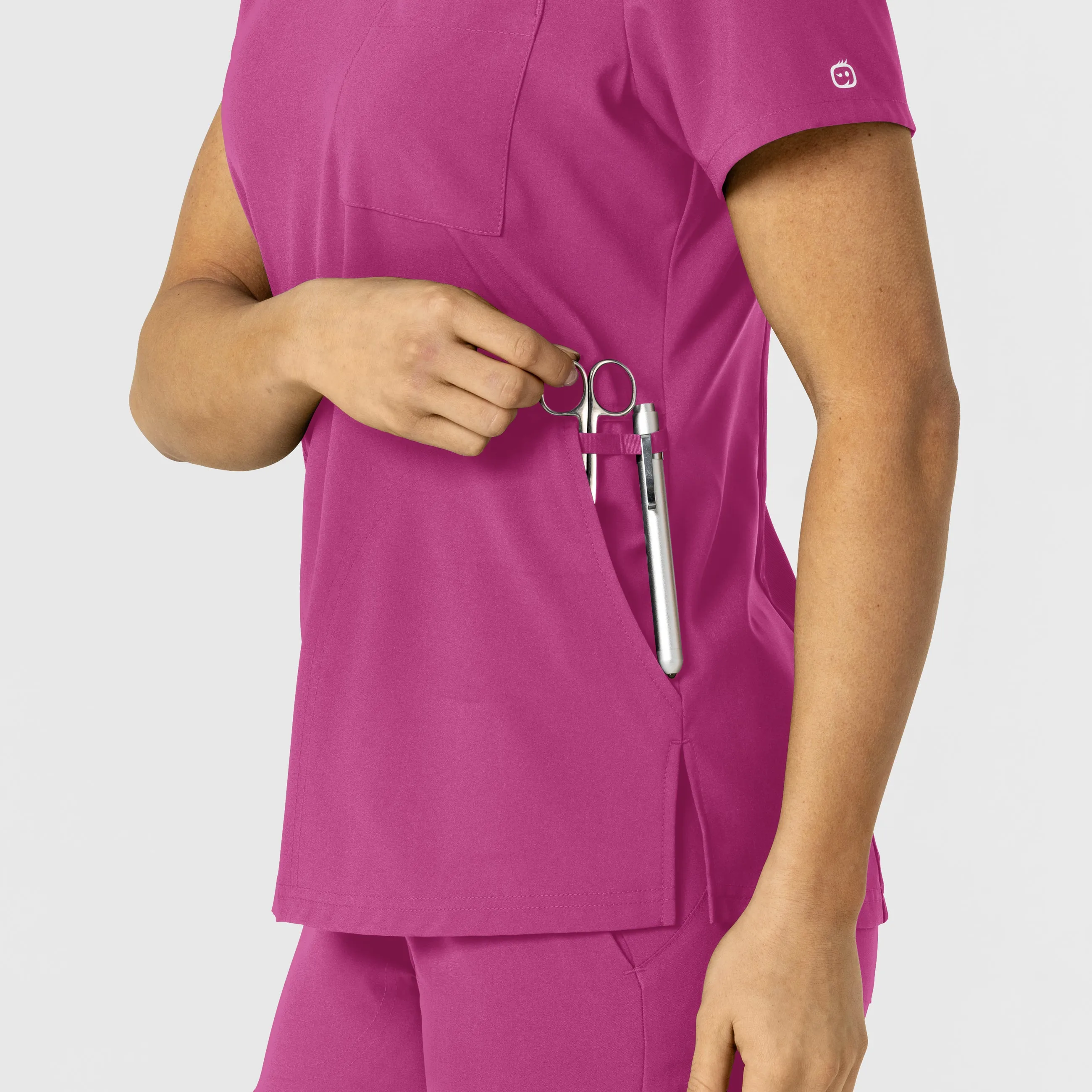 W123 6045 Flex-n-Reach V-Neck Scrub Top Raspberry