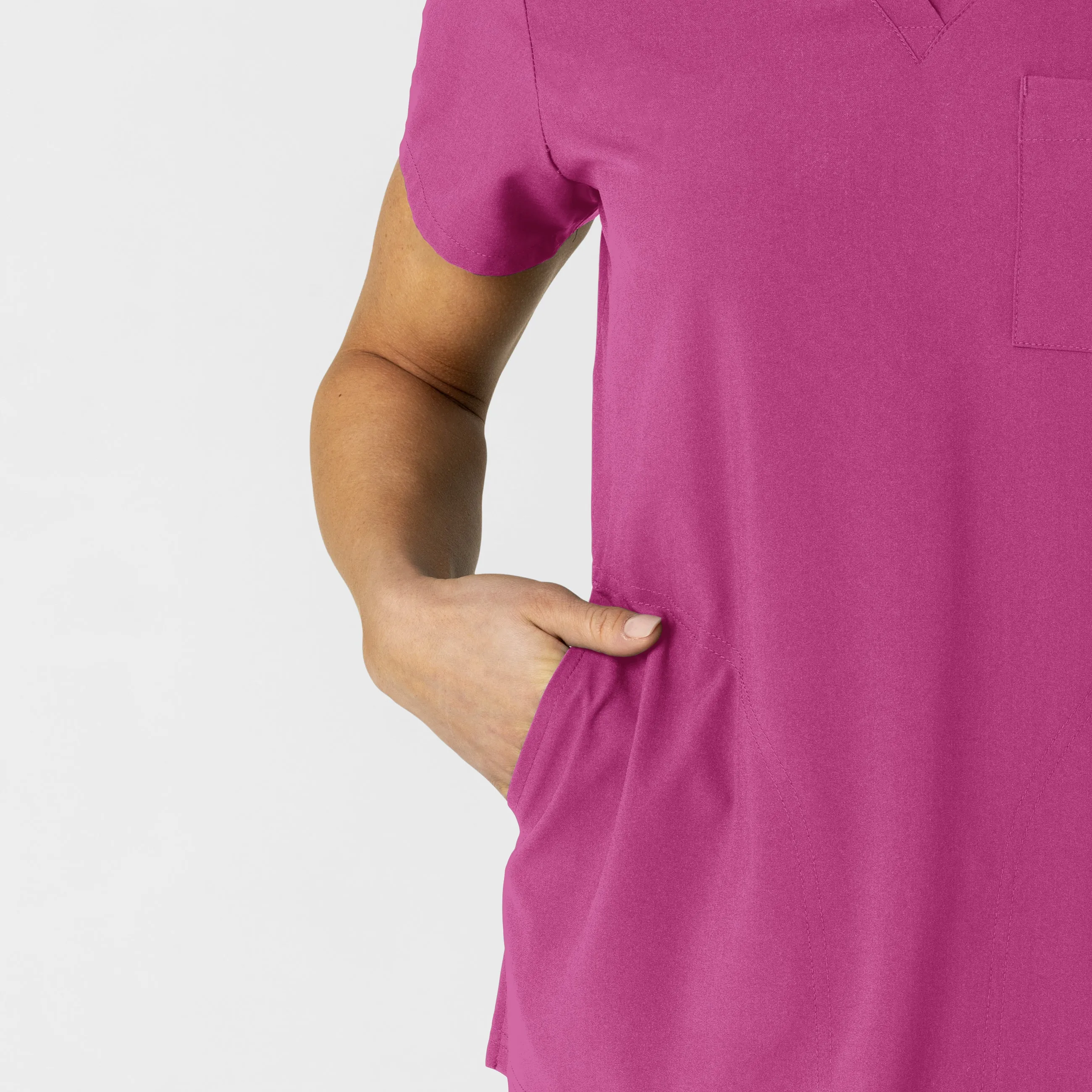 W123 6045 Flex-n-Reach V-Neck Scrub Top Raspberry