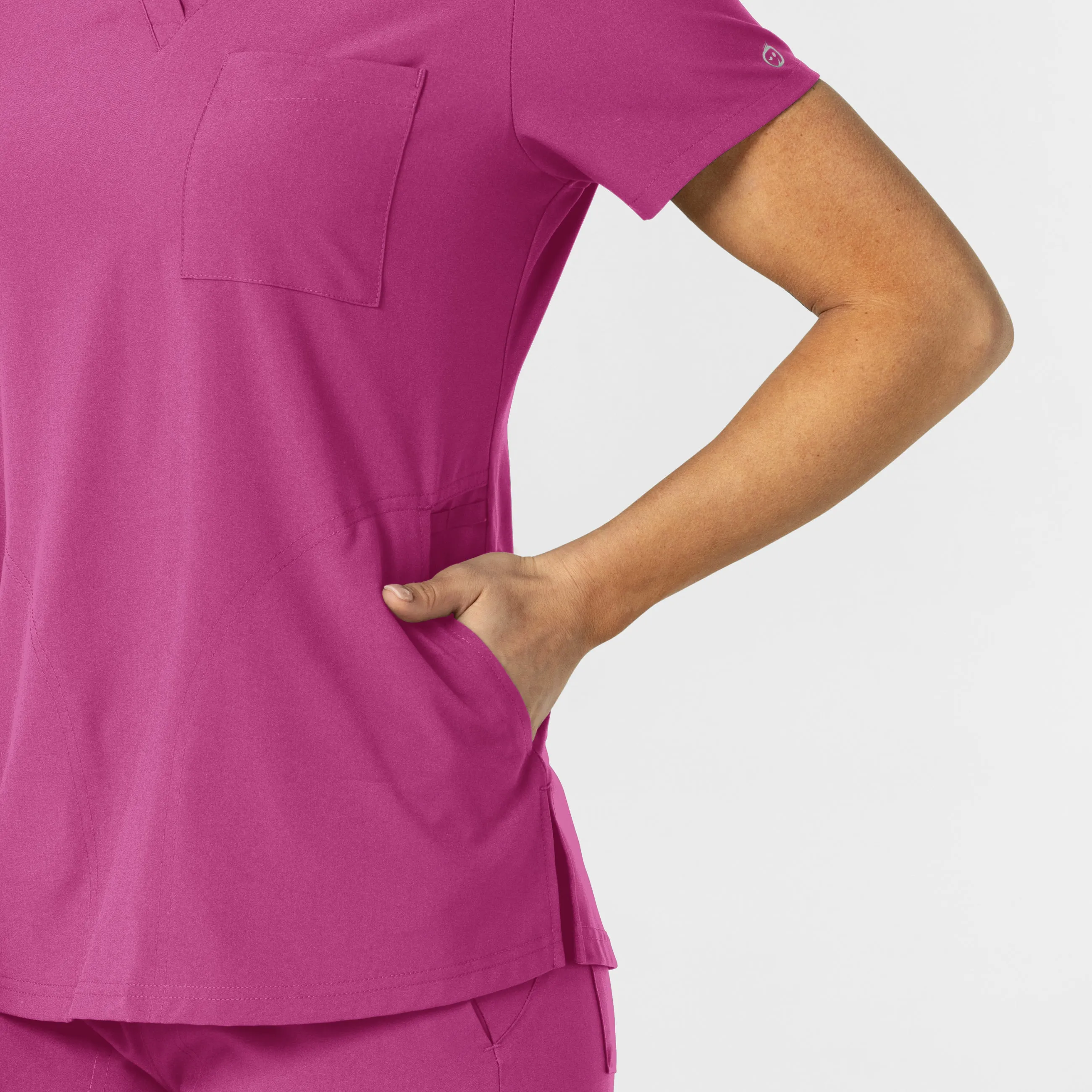 W123 6045 Flex-n-Reach V-Neck Scrub Top Raspberry