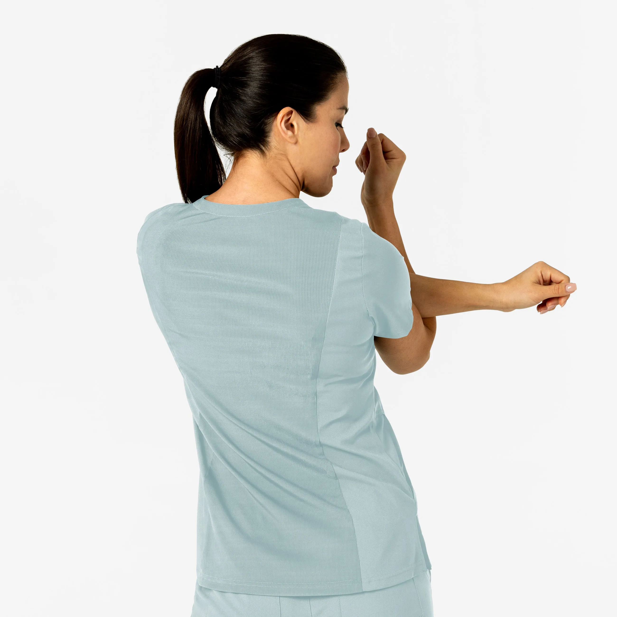 W123 6045 Flex-n-Reach V-Neck Scrub Top Sky Blue