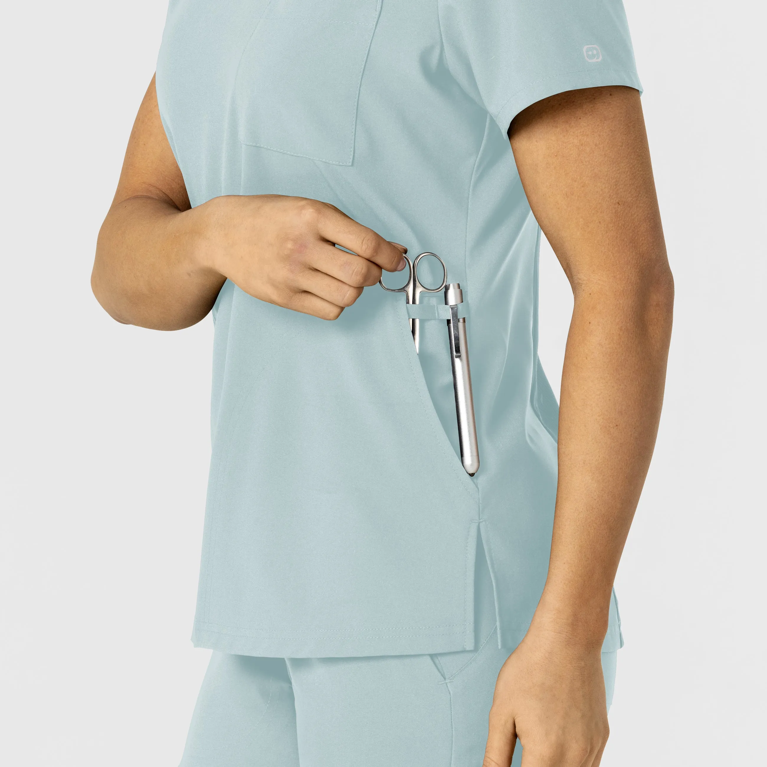 W123 6045 Flex-n-Reach V-Neck Scrub Top Sky Blue