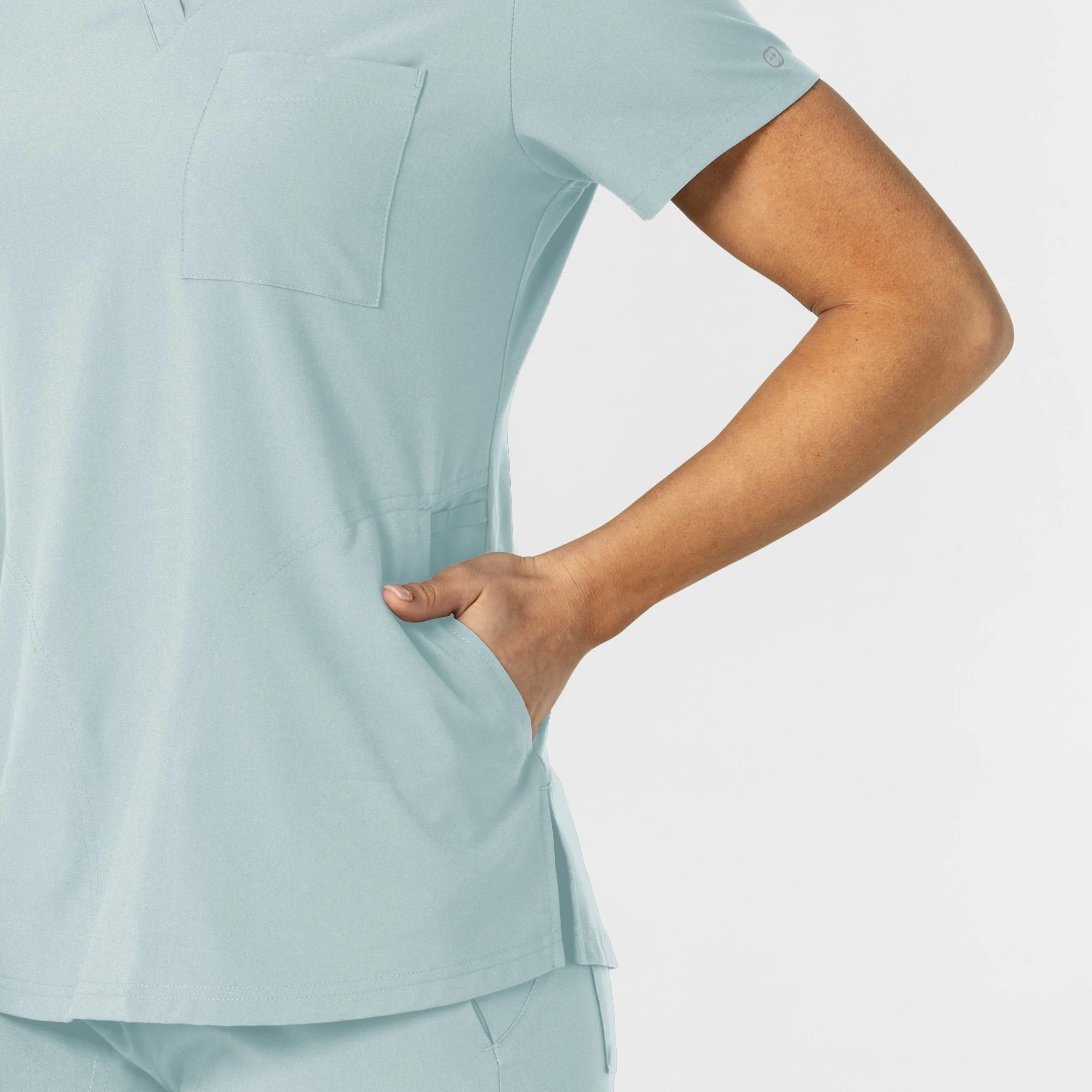 W123 6045 Flex-n-Reach V-Neck Scrub Top Sky Blue