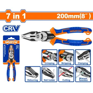 Wadfow WPL1778 7-in-1 Multi-Function Combination Pliers 8in/200mm with Cr-V Material