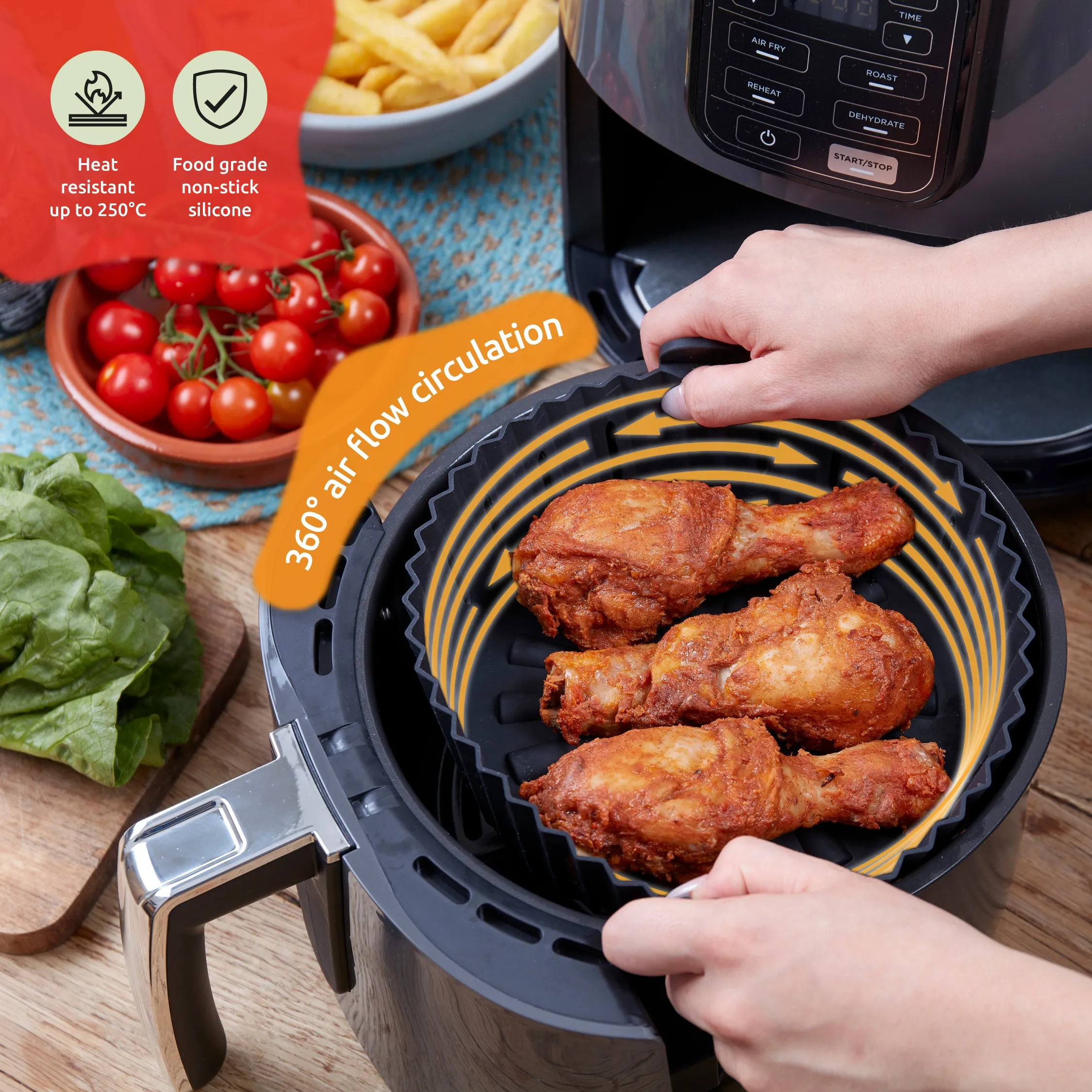 WAFE Silicone Air Fryer Liner 2PACK - Black