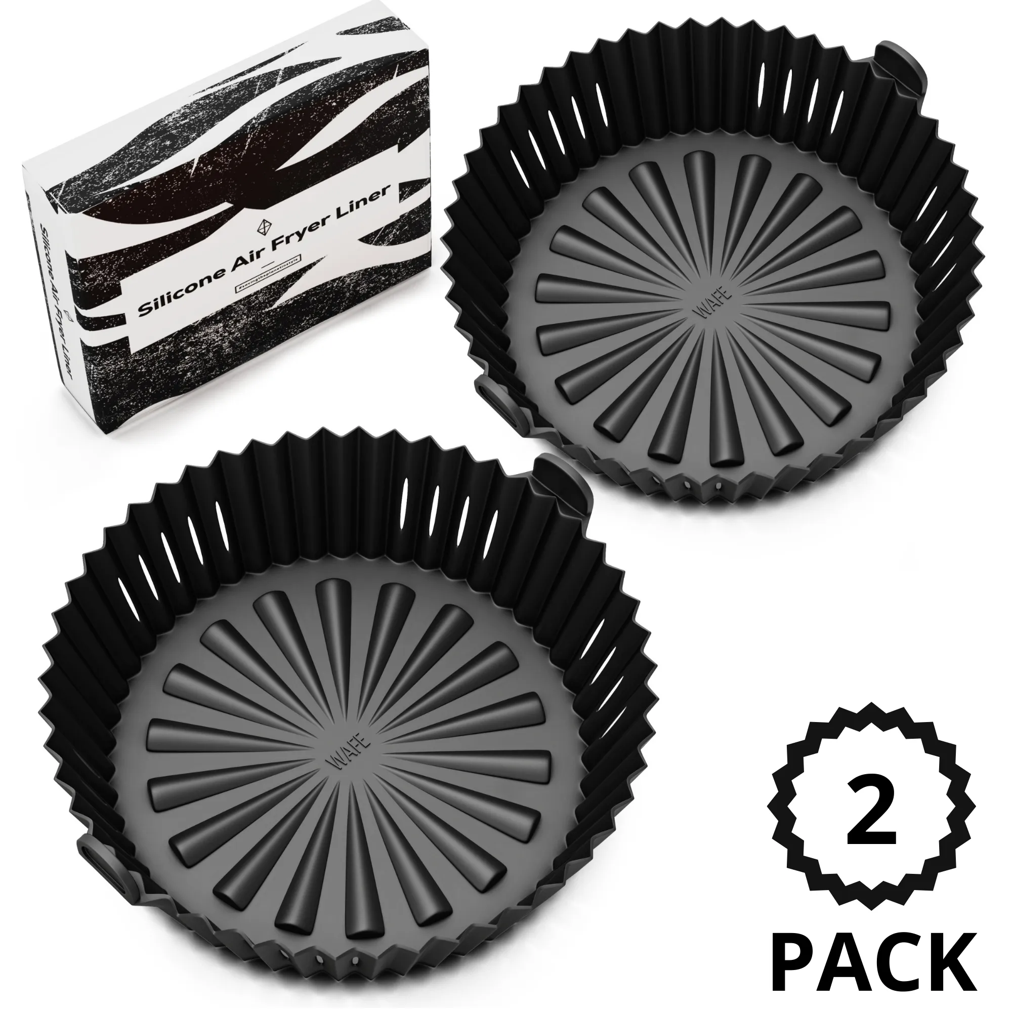 WAFE Silicone Air Fryer Liner 2PACK - Black