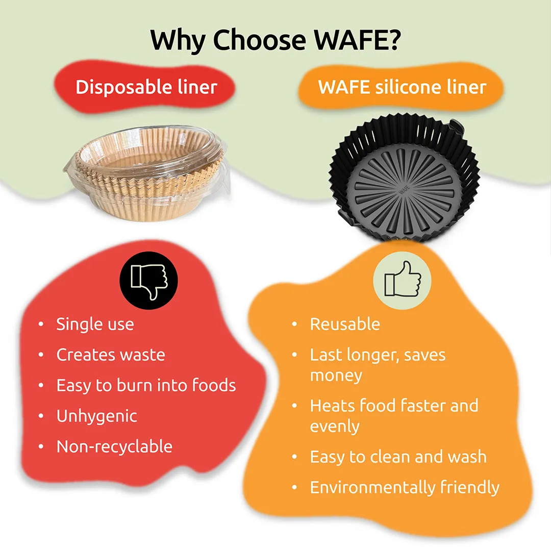 WAFE Silicone Air Fryer Liner 2PACK - Black