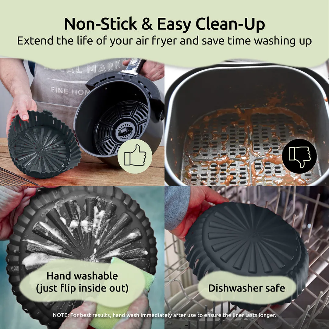 WAFE Silicone Air Fryer Liner 2PACK - Black