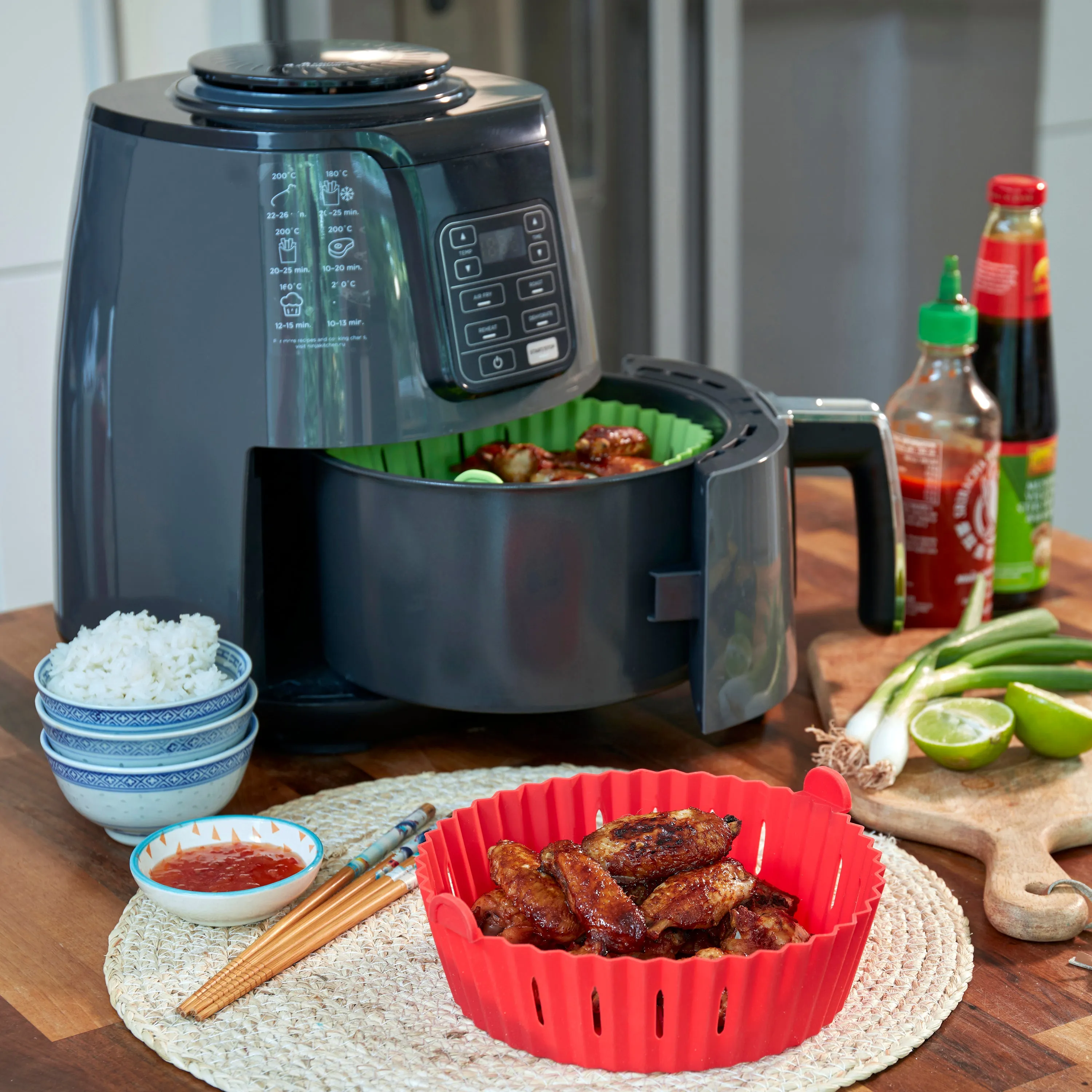 WAFE Silicone Air Fryer Liner 2PACK- Red