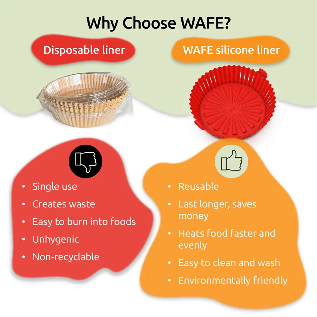 WAFE Silicone Air Fryer Liner 2PACK- Red