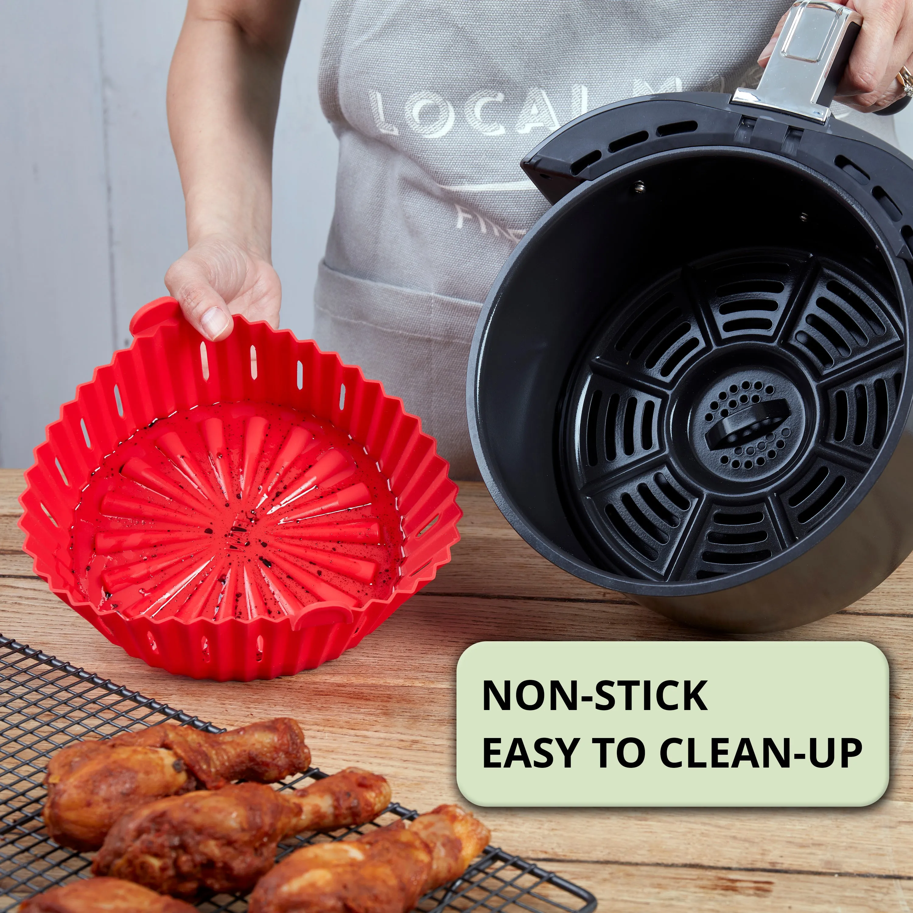 WAFE Silicone Air Fryer Liner 2PACK- Red