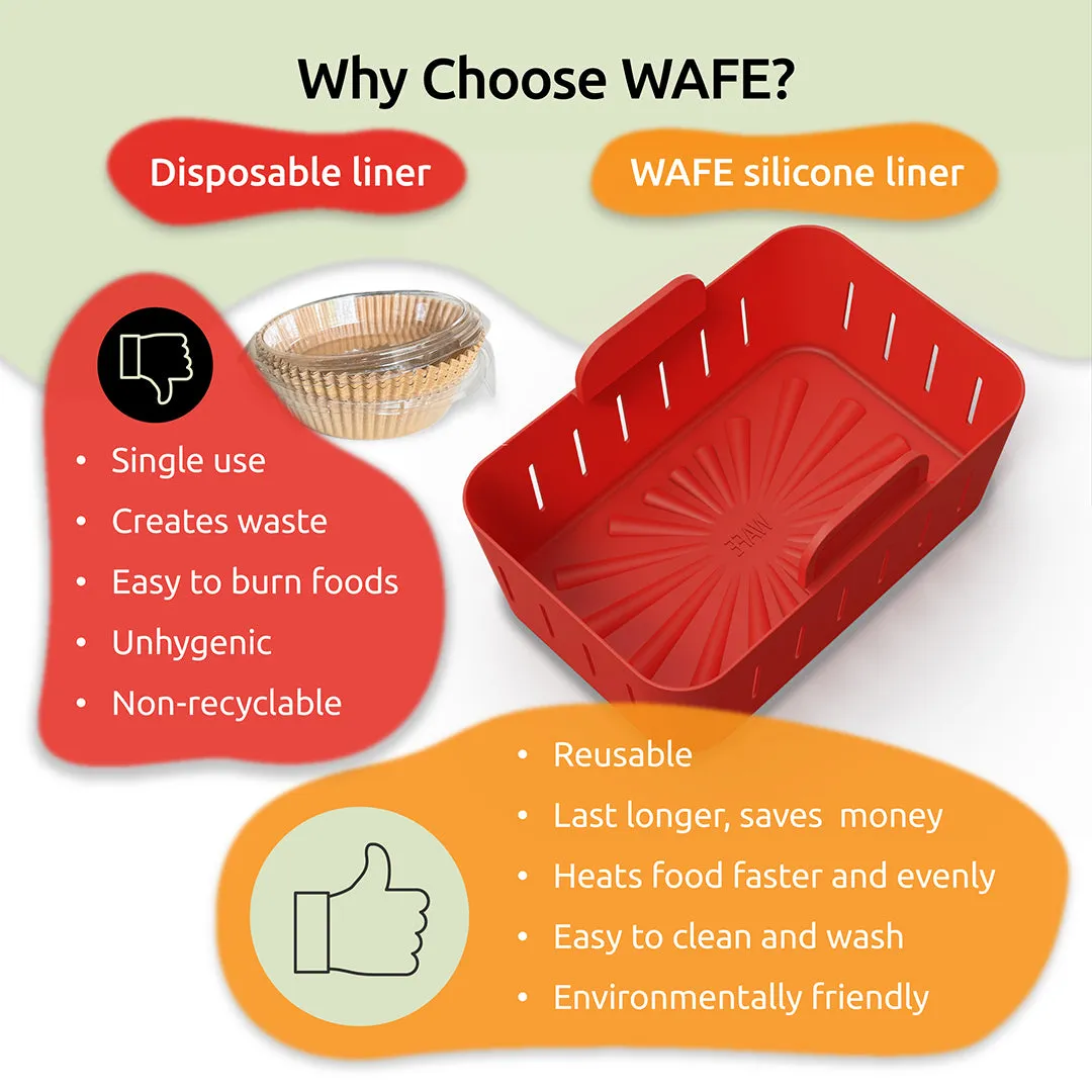 WAFE Silicone Air Fryer Ninja Liner 2PACK- RED