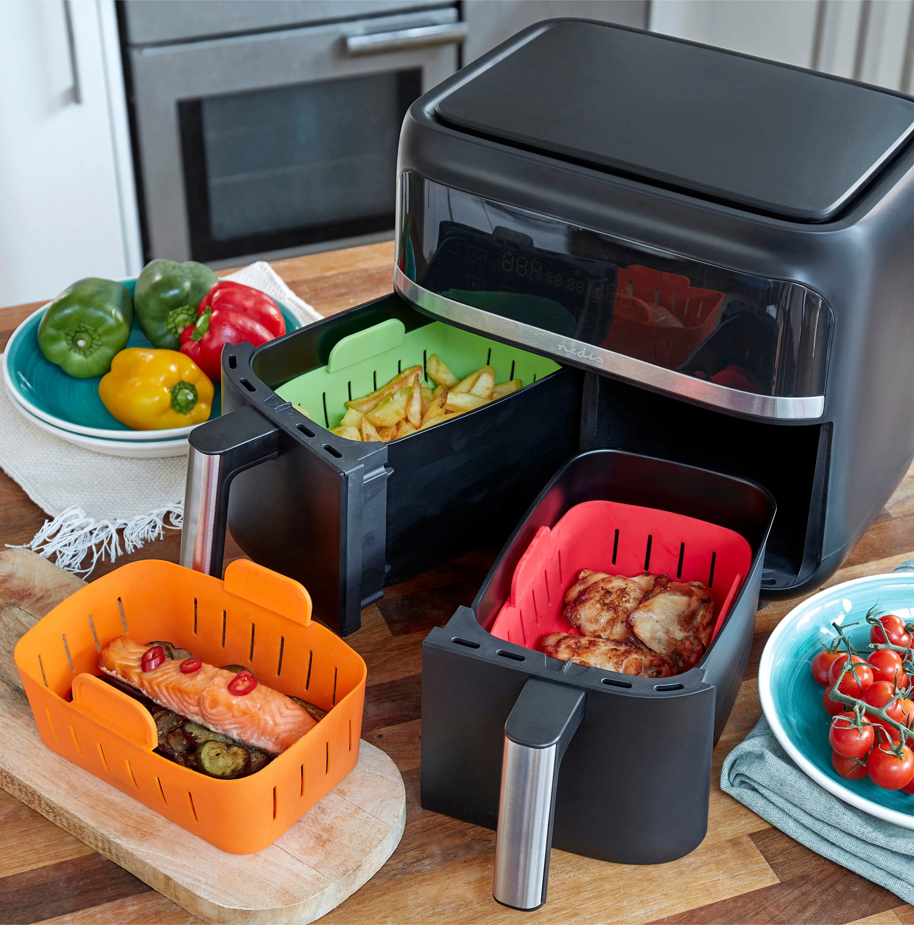 WAFE Silicone Air Fryer Ninja Liner 2PACK- RED